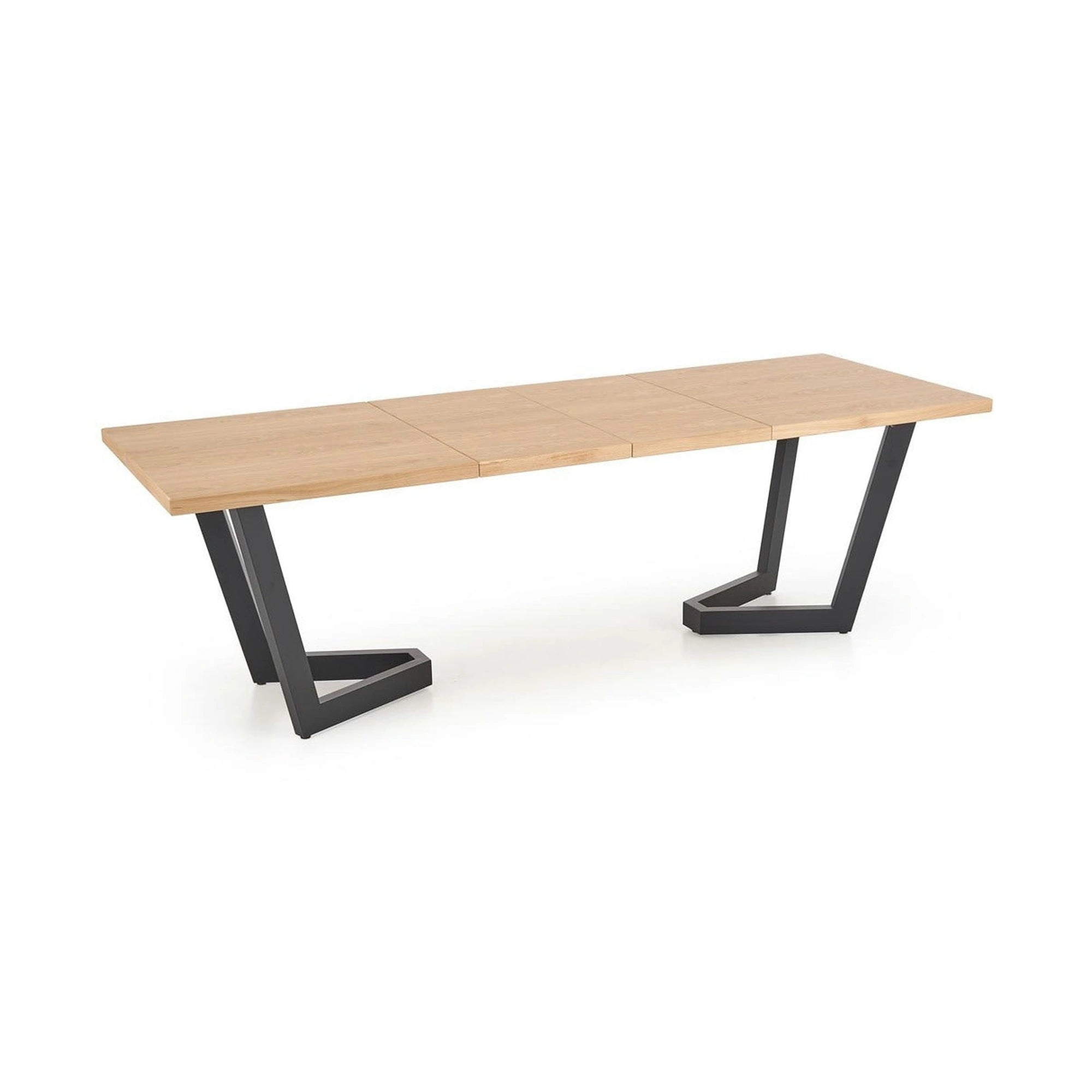 Masa extensibila MASSIVE 2, stejar natural/negru, PAL furniruit/otel, 160-250x90x77 cm