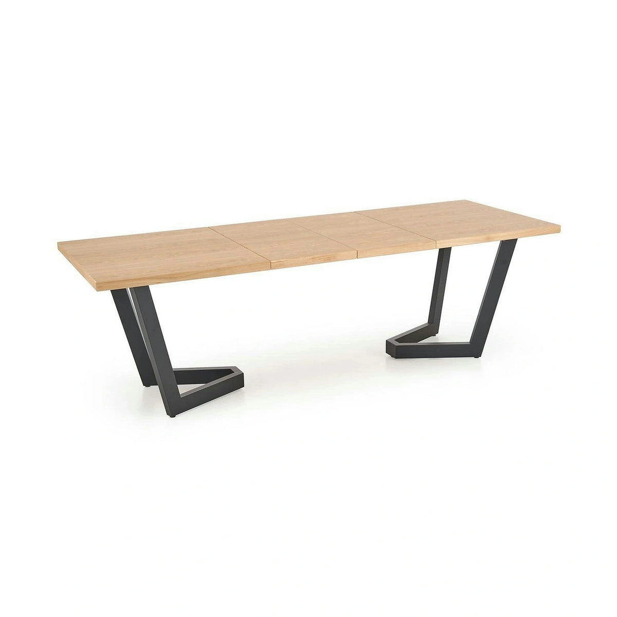 Masa extensibila MASSIVE 2, stejar natural/negru, PAL furniruit/otel, 160-250x90x77 cm
