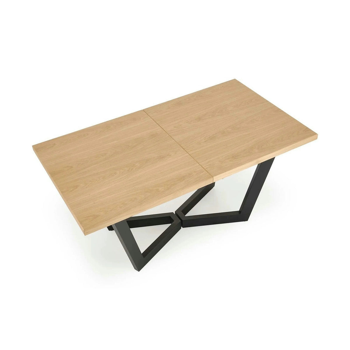 Masa extensibila MASSIVE 2, stejar natural/negru, PAL furniruit/otel, 160-250x90x77 cm