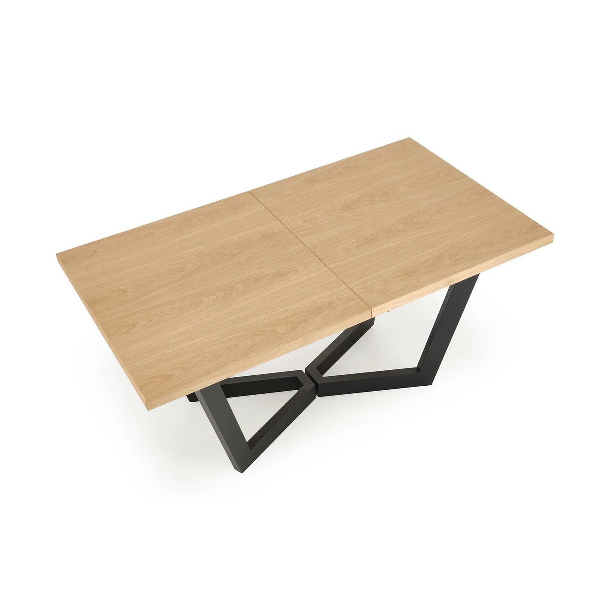 Masa extensibila MASSIVE 2, stejar natural/negru, PAL furniruit/otel, 160-250x90x77 cm