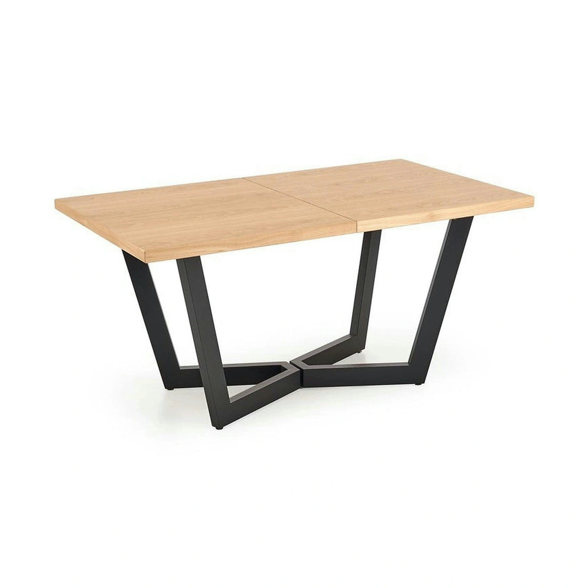 Masa extensibila MASSIVE 2, stejar natural/negru, PAL furniruit/otel, 160-250x90x77 cm
