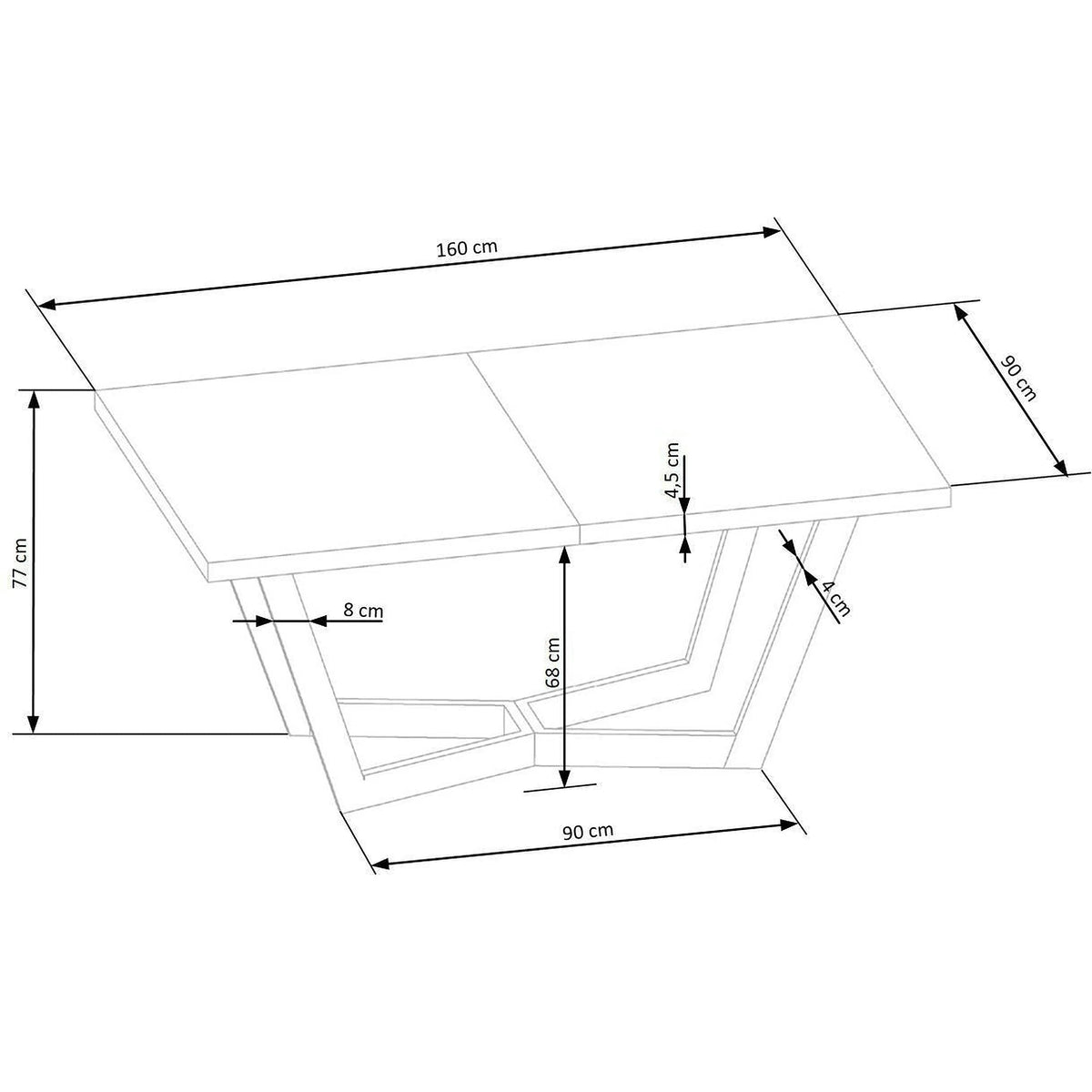 Masa extensibila MASSIVE 3, stejar natural, PAL furniruit/lemn, 160/250x90x77 cm