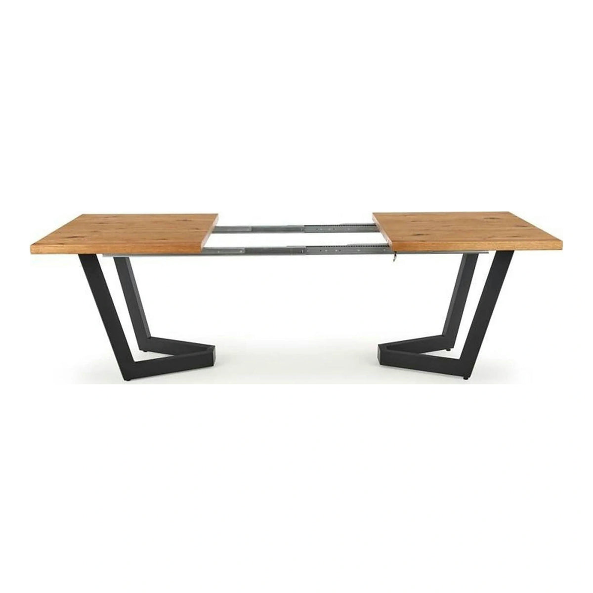 Masa extensibila MASSIVE, stejar/negru, furnir/metal, 160-250x90x77 cm