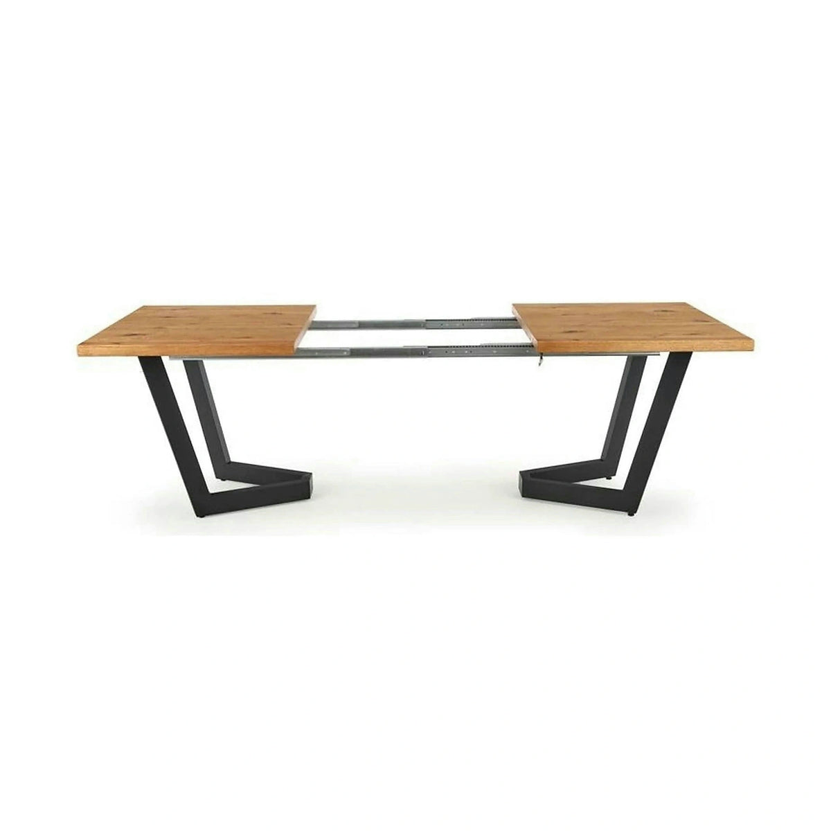 Masa extensibila MASSIVE, stejar/negru, furnir/metal, 160-250x90x77 cm
