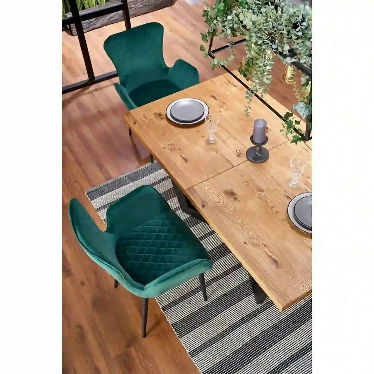 Masa extensibila MASSIVE, stejar/negru, furnir/metal, 160-250x90x77 cm