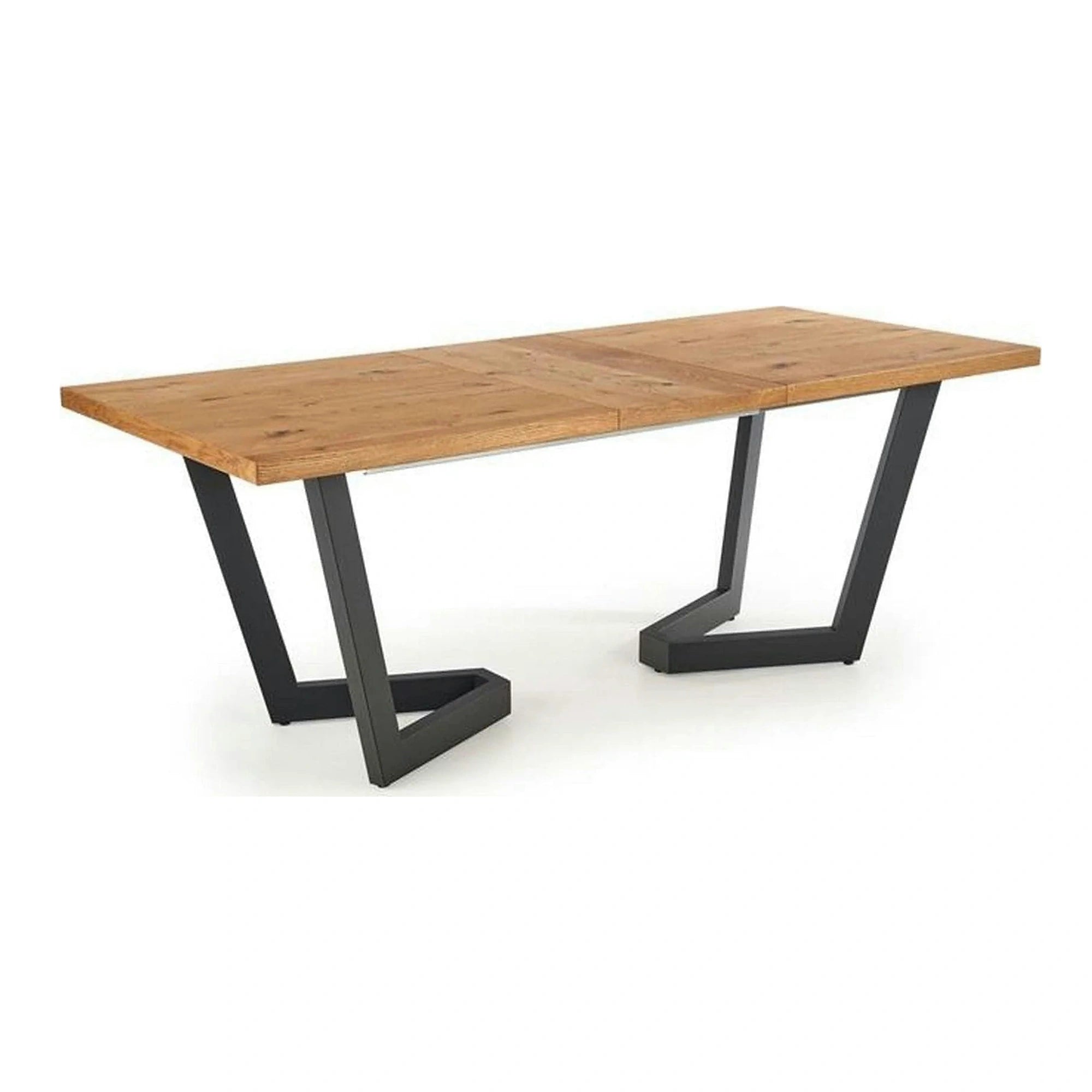 Masa extensibila MASSIVE, stejar/negru, furnir/metal, 160-250x90x77 cm