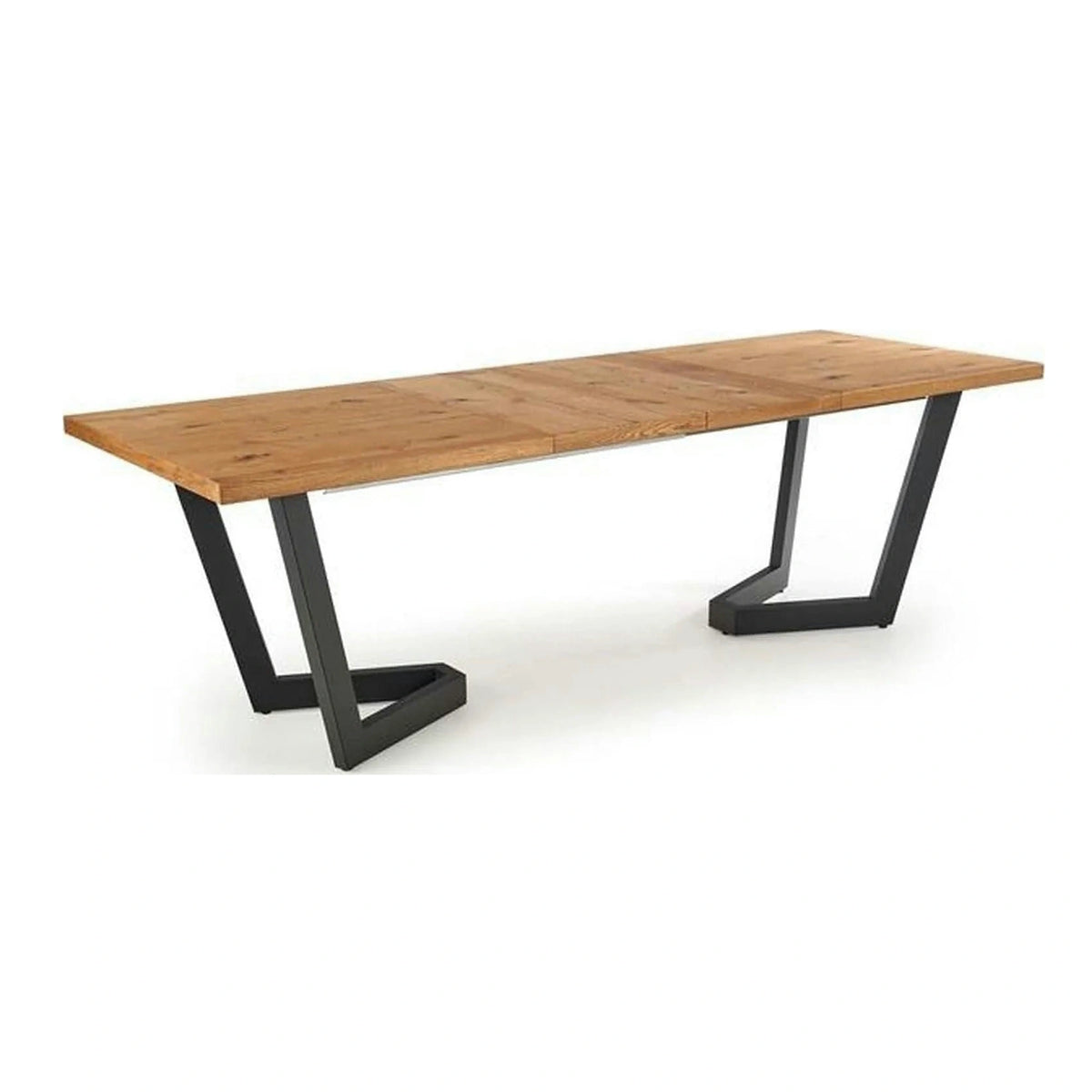 Masa extensibila MASSIVE, stejar/negru, furnir/metal, 160-250x90x77 cm
