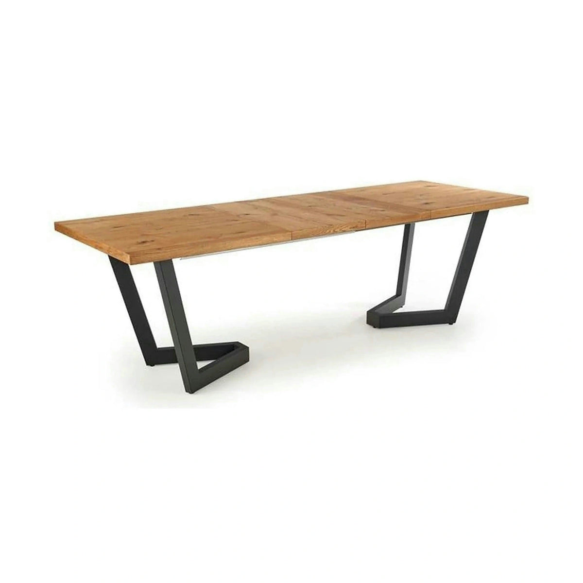 Masa extensibila MASSIVE, stejar/negru, furnir/metal, 160-250x90x77 cm