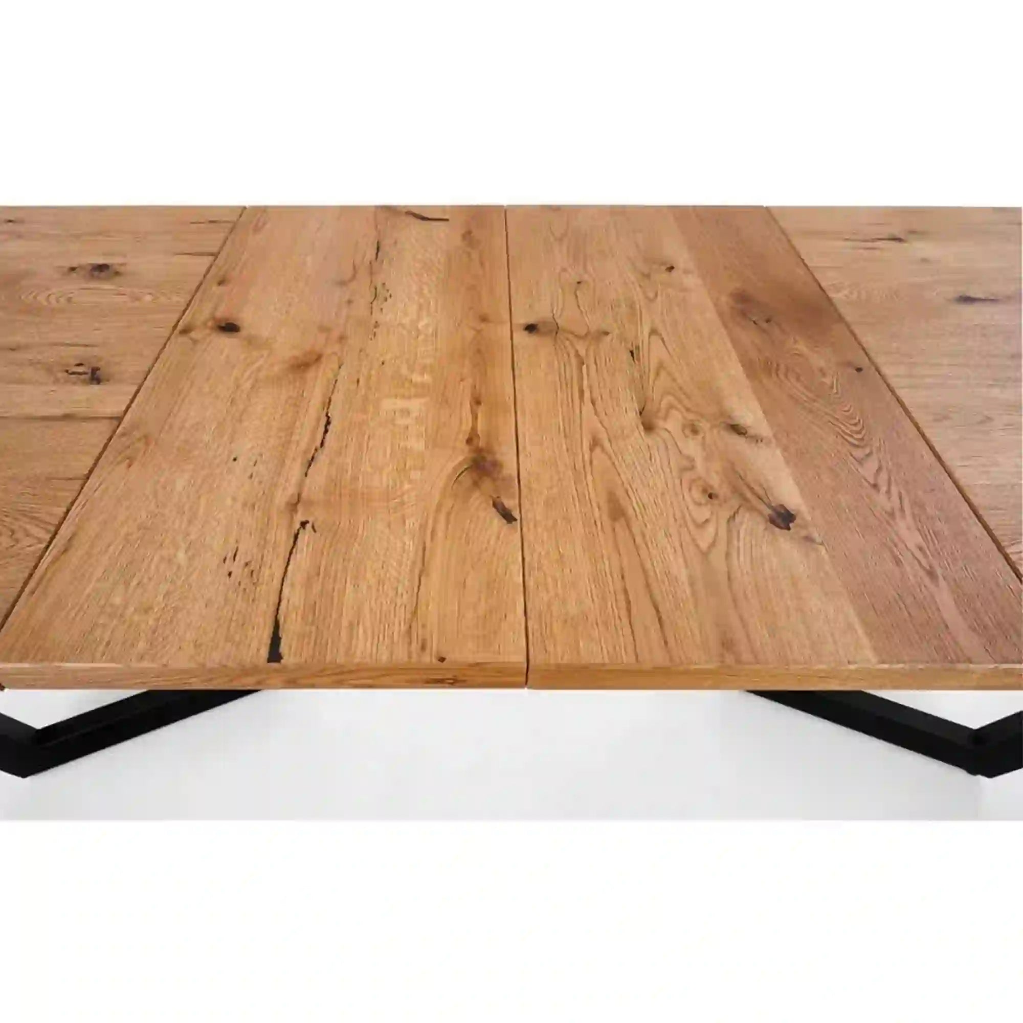 Masa extensibila MASSIVE, stejar/negru, furnir/metal, 160-250x90x77 cm