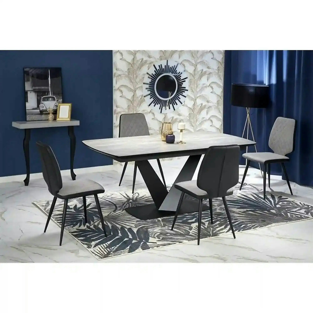 Masa extensibila MDF VINSTON, gri inchis/negru, 180/230x95x76 cm