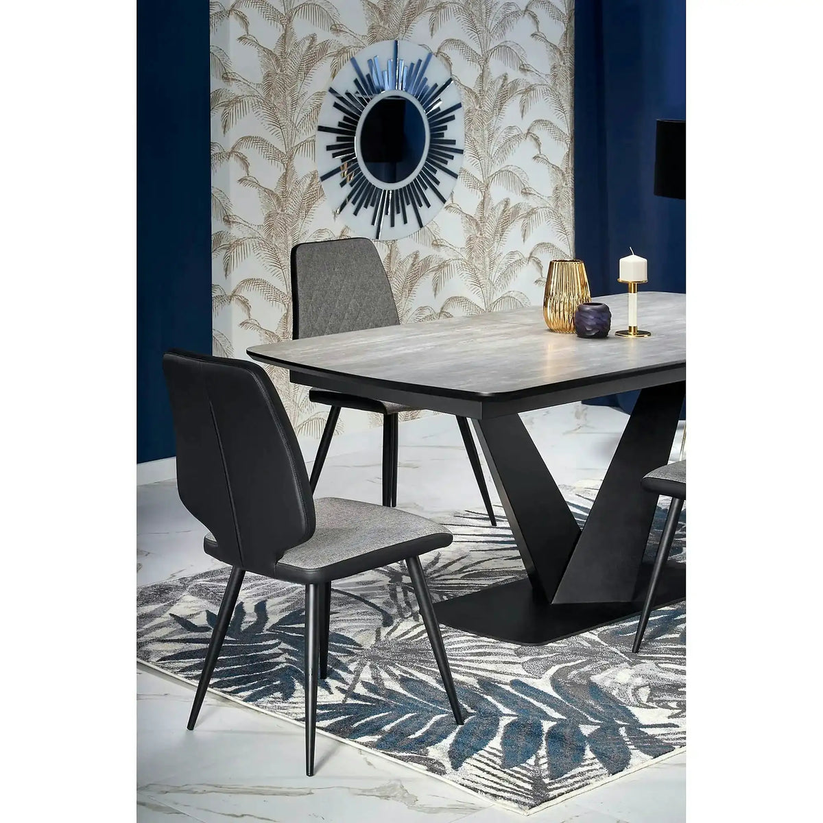 Masa extensibila MDF VINSTON, gri inchis/negru, 180/230x95x76 cm