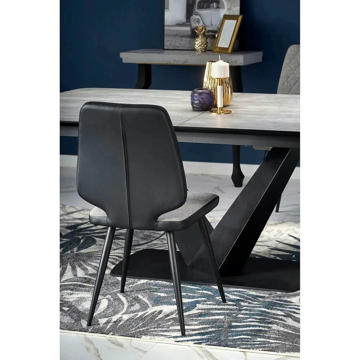 Masa extensibila MDF VINSTON, gri inchis/negru, 180/230x95x76 cm