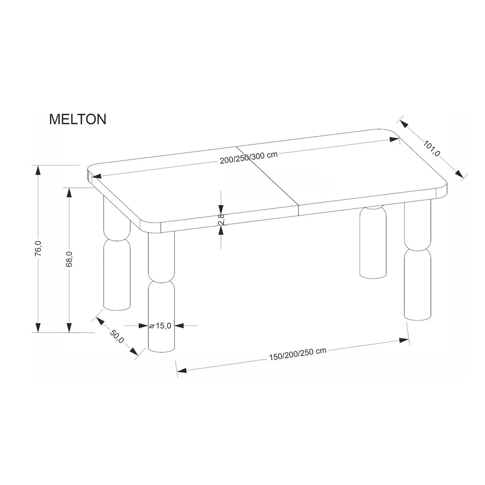 Masa extensibila MELTON, nuc, 200/300x101x76 cm