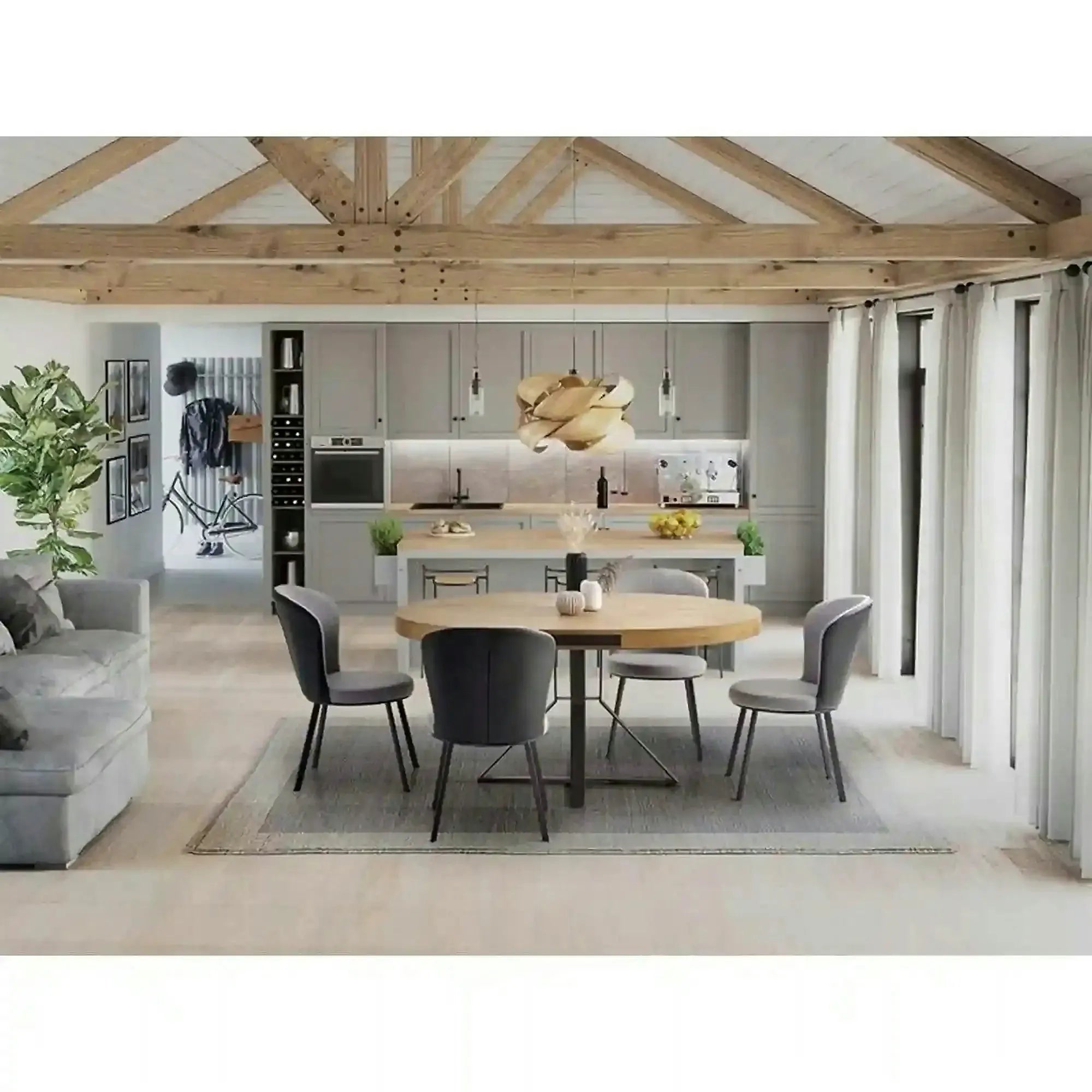 Masa extensibila MERCY, stejar/negru, 120/160x120x80 cm