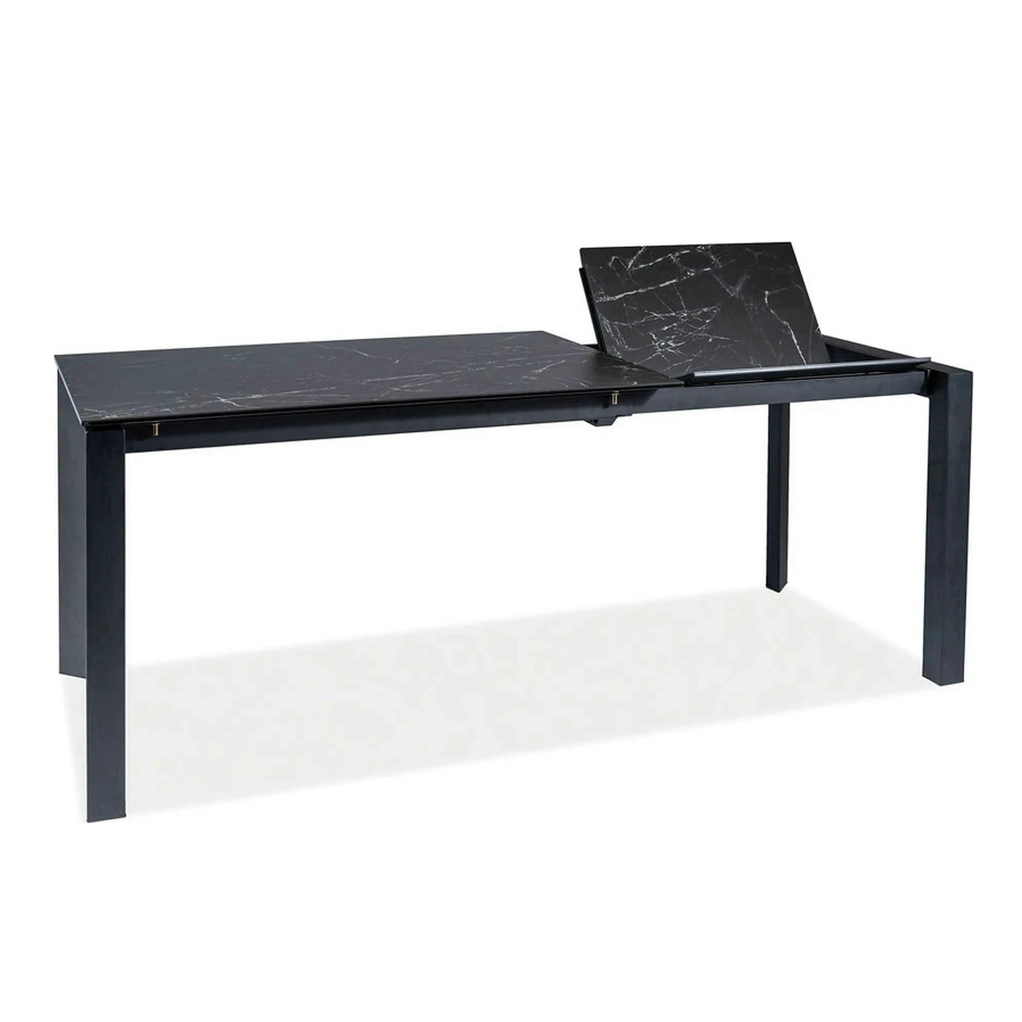Masa extensibila METROPOL CERAMIC, negru, sticla securizata/ceramica, 120/180x80x76 cm