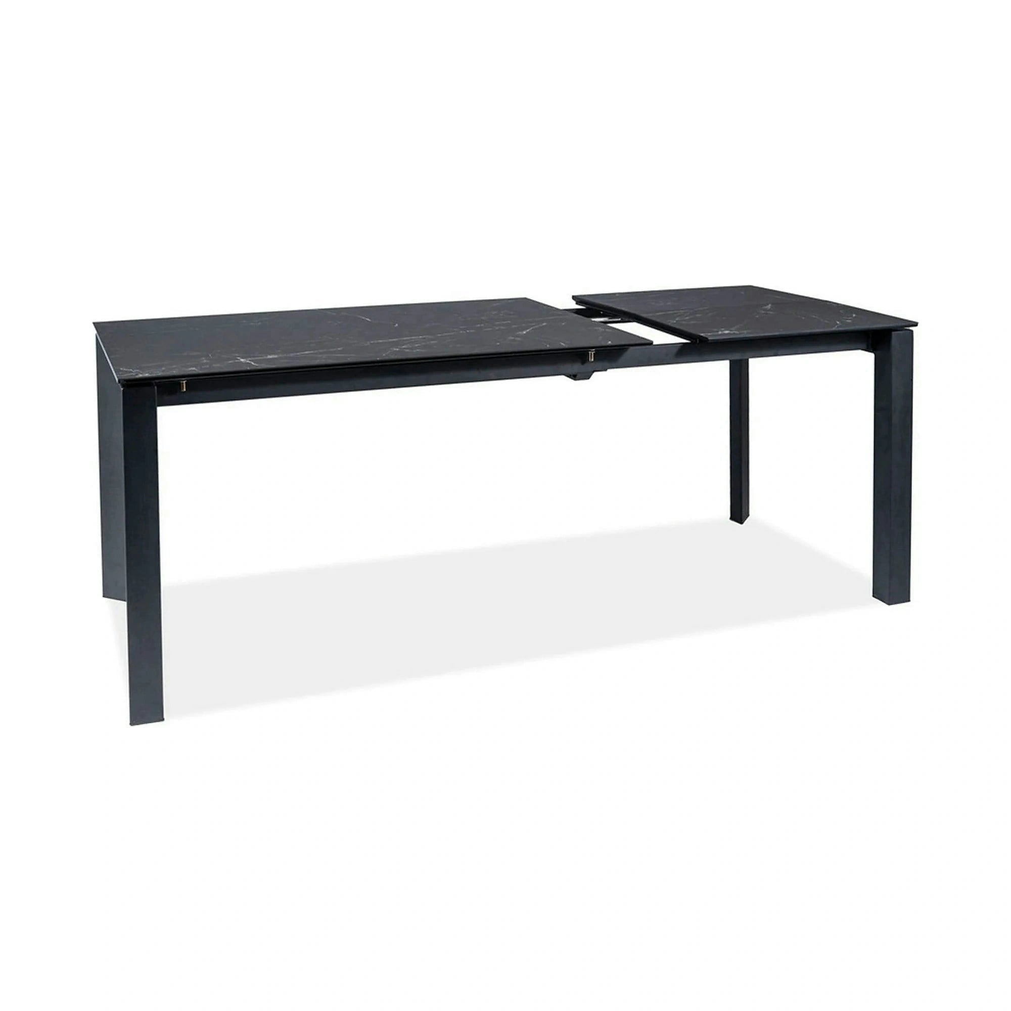 Masa extensibila METROPOL CERAMIC, negru, sticla securizata/ceramica, 120/180x80x76 cm