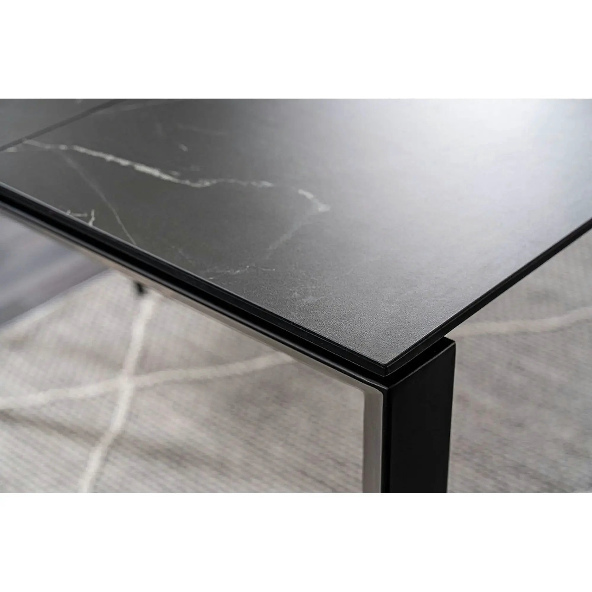 Masa extensibila METROPOL CERAMIC, negru, sticla securizata/ceramica, 120/180x80x76 cm