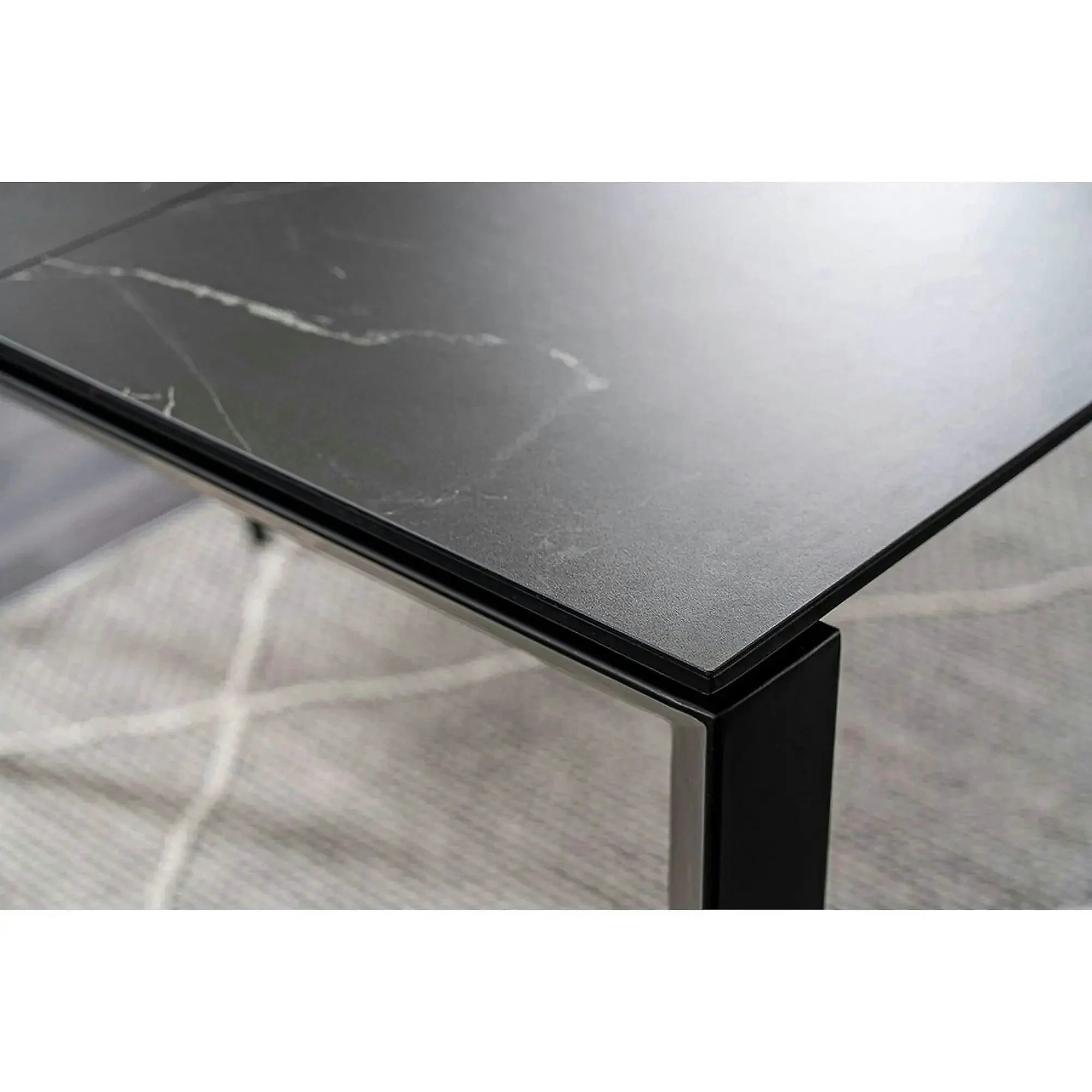 Masa extensibila METROPOL CERAMIC, negru, sticla securizata/ceramica, 120/180x80x76 cm