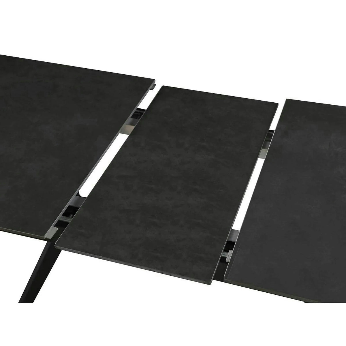 Masa extensibila MILS, gri inchis/negru, ceramica/metal, 130/170x80x76 cm
