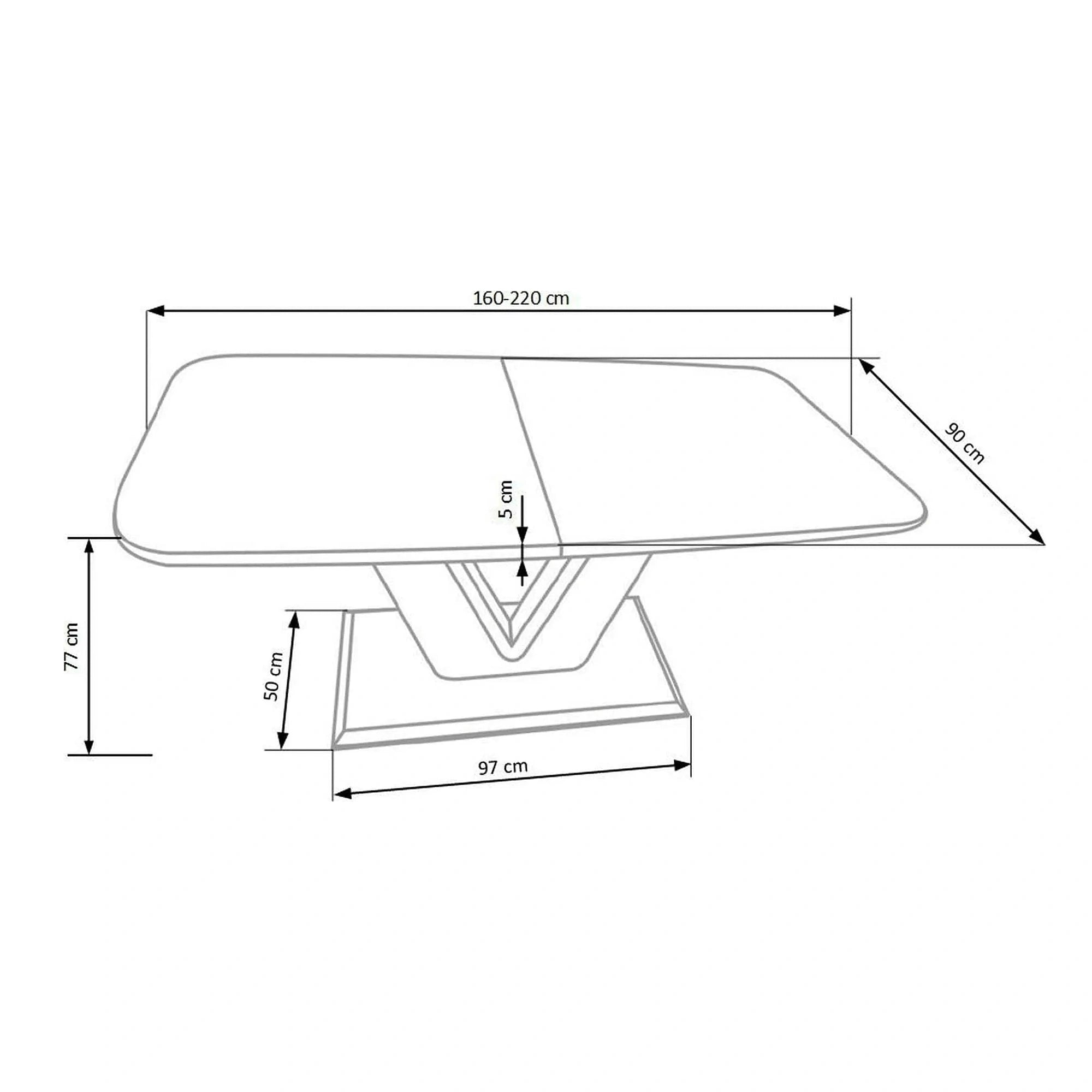Masa extensibila MISTRAL, alb, 160/220x90x77 cm
