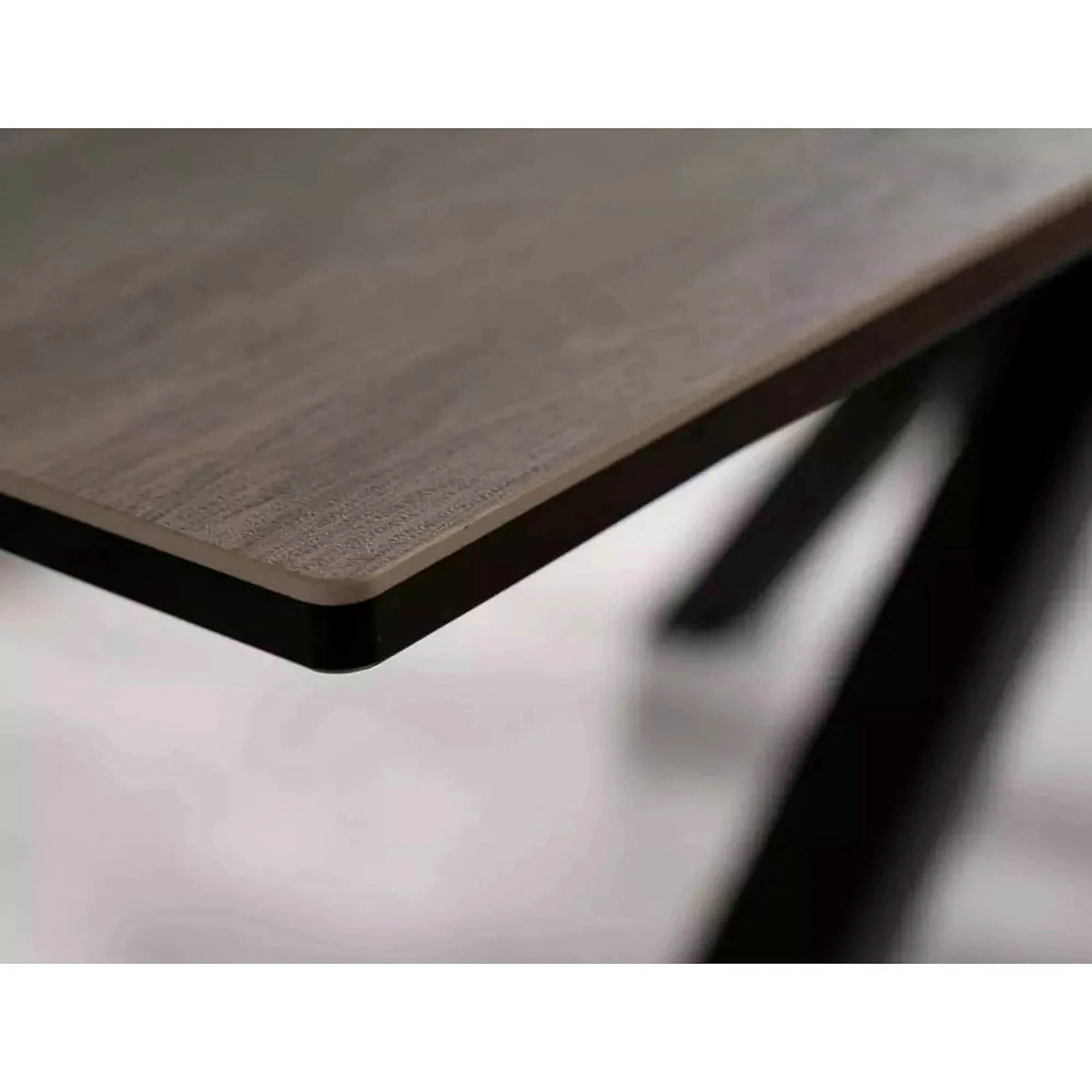 Masa extensibila moderna COLUMBUS CERAMIC, maro/negru mat, sticla securizata/ceramica, 160/240x90x76 cm