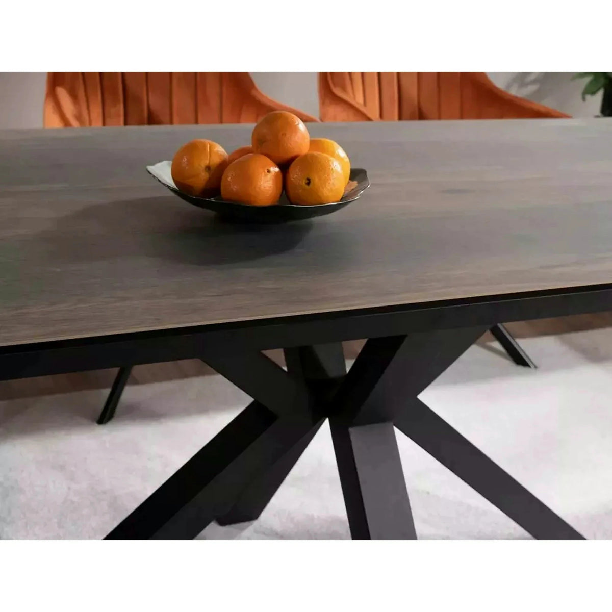 Masa extensibila moderna COLUMBUS CERAMIC, maro/negru mat, sticla securizata/ceramica, 160/240x90x76 cm