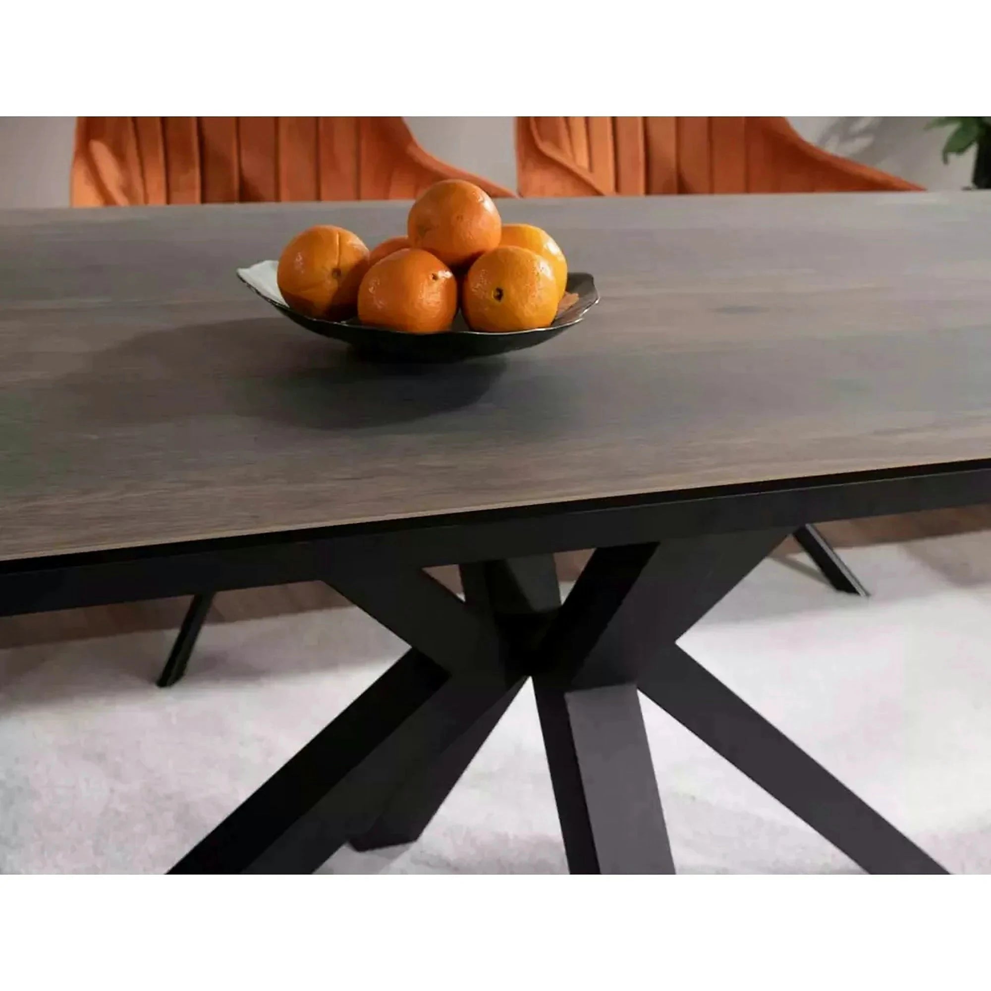 Masa extensibila moderna COLUMBUS CERAMIC, maro/negru mat, sticla securizata/ceramica, 160/240x90x76 cm