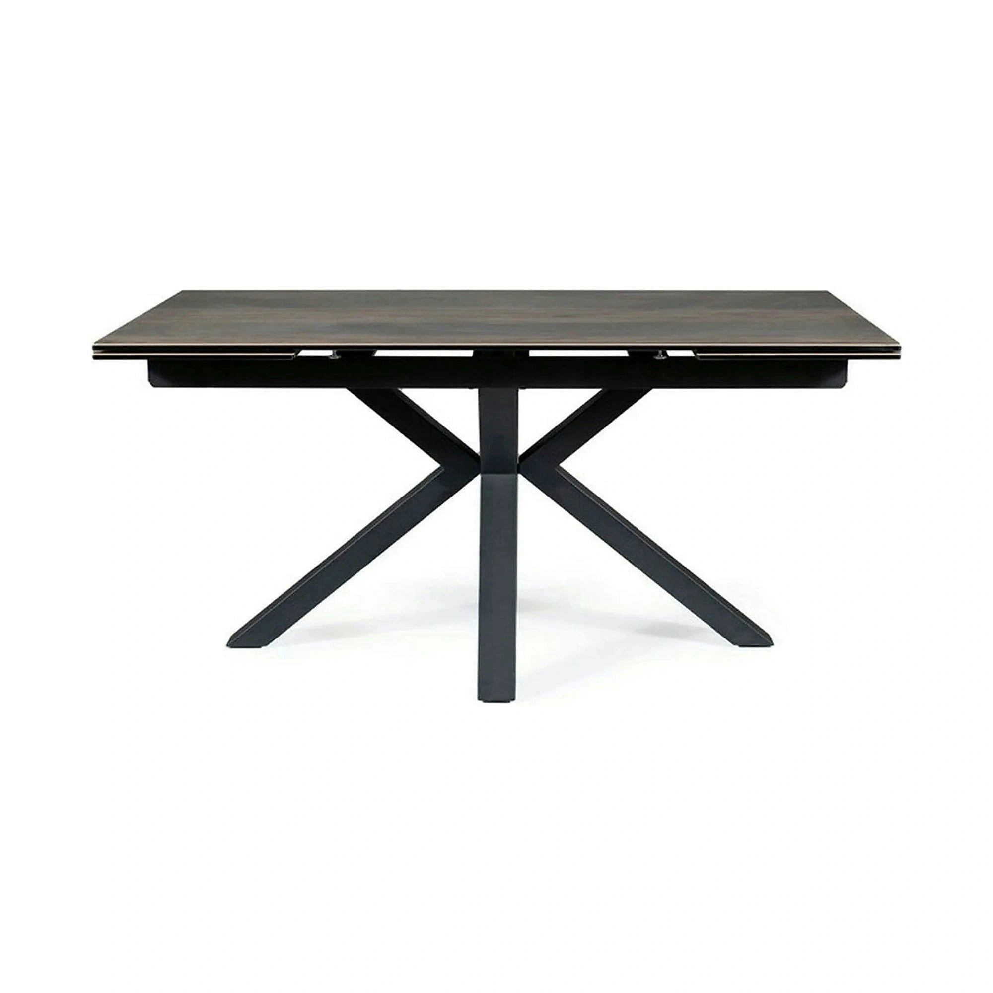 Masa extensibila moderna COLUMBUS CERAMIC, maro/negru mat, sticla securizata/ceramica, 160/240x90x76 cm
