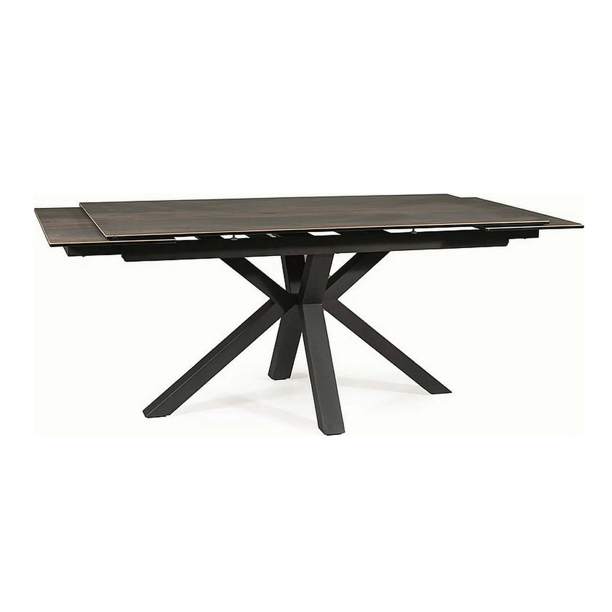 Masa extensibila moderna COLUMBUS CERAMIC, maro/negru mat, sticla securizata/ceramica, 160/240x90x76 cm