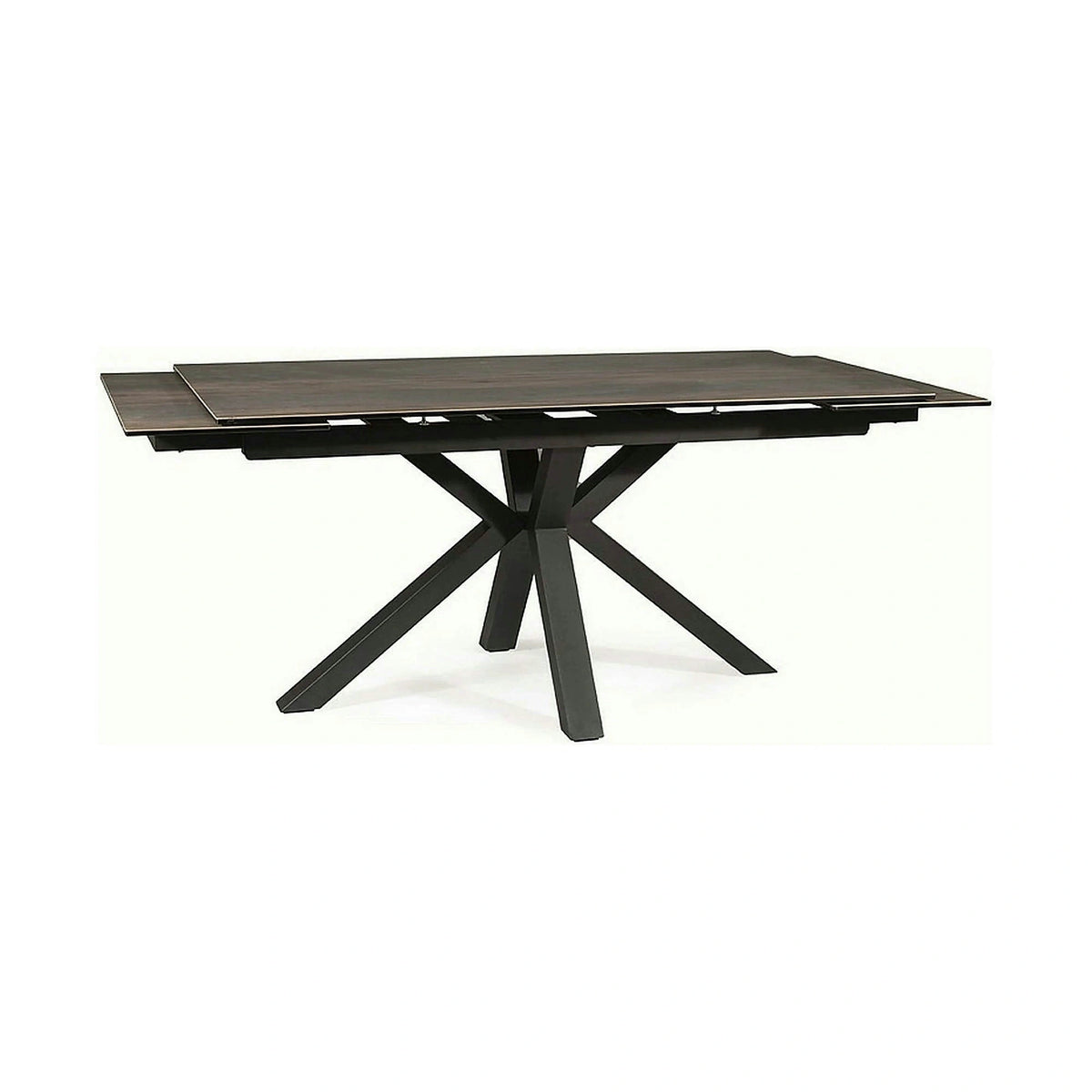Masa extensibila moderna COLUMBUS CERAMIC, maro/negru mat, sticla securizata/ceramica, 160/240x90x76 cm