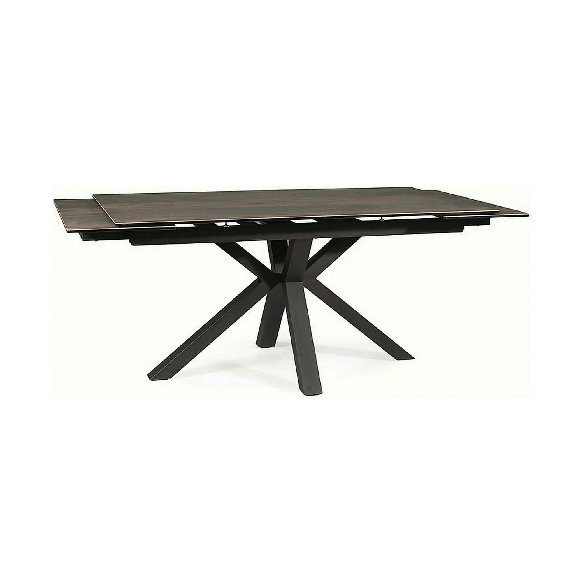 Masa extensibila moderna COLUMBUS CERAMIC, maro/negru mat, sticla securizata/ceramica, 160/240x90x76 cm