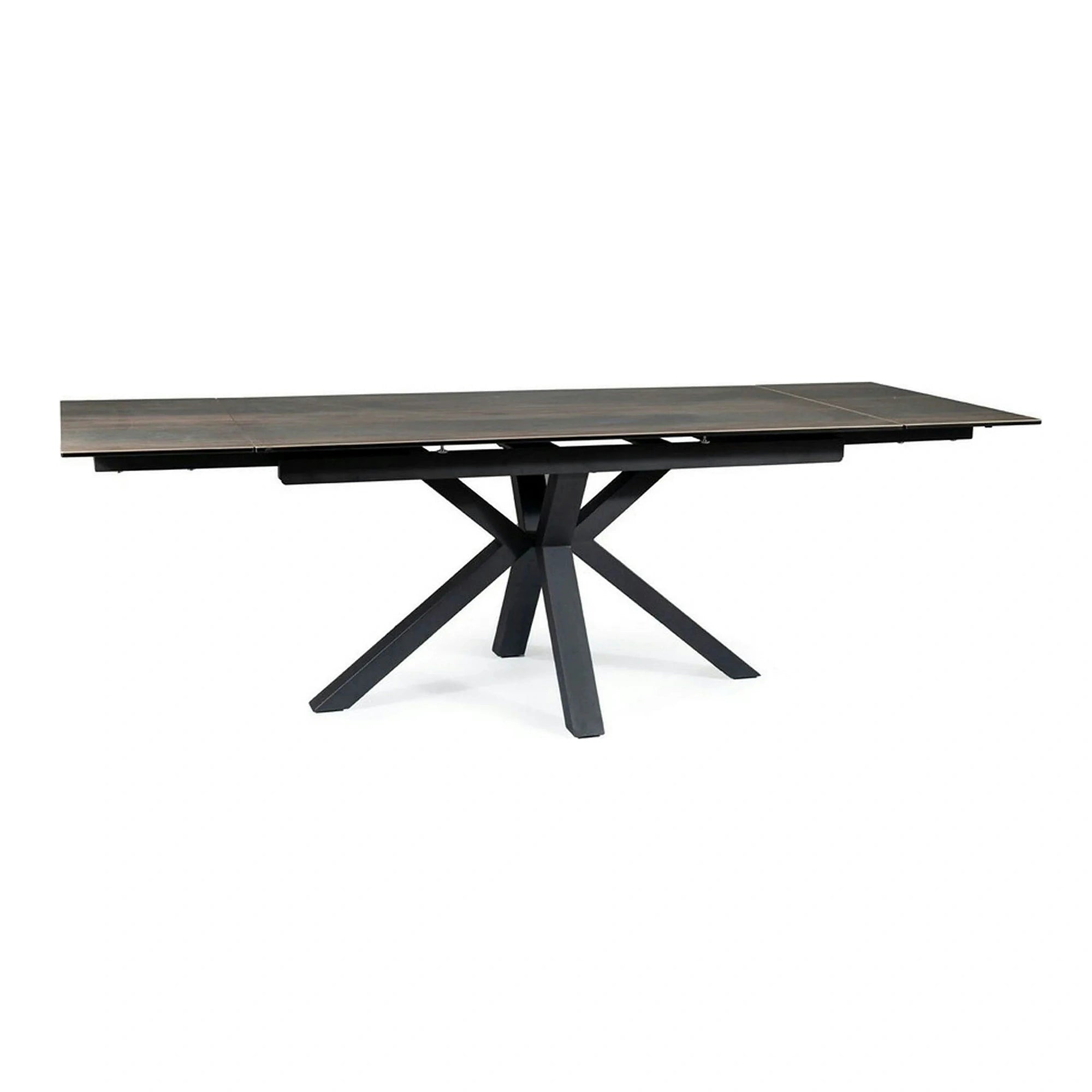 Masa extensibila moderna COLUMBUS CERAMIC, maro/negru mat, sticla securizata/ceramica, 160/240x90x76 cm