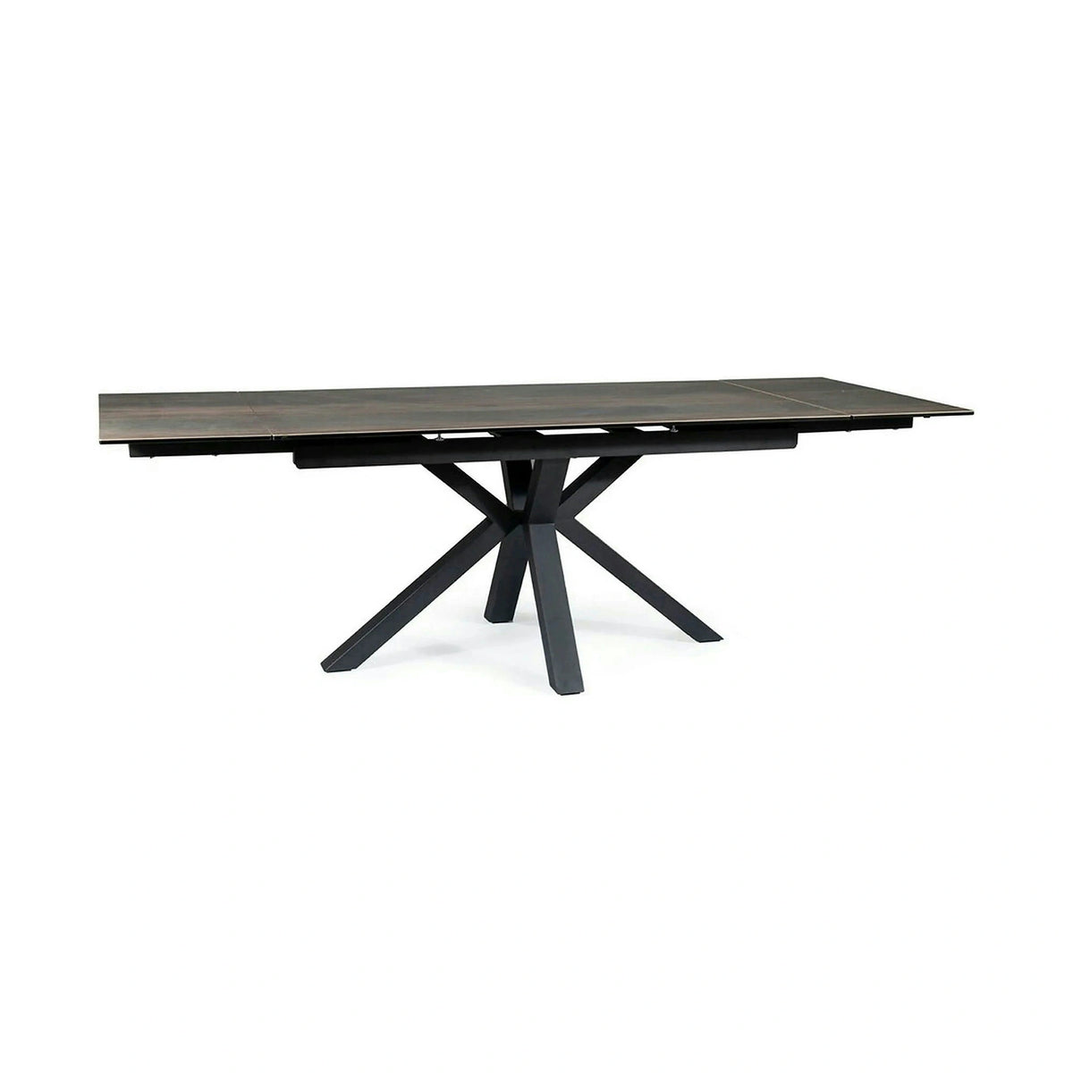 Masa extensibila moderna COLUMBUS CERAMIC, maro/negru mat, sticla securizata/ceramica, 160/240x90x76 cm