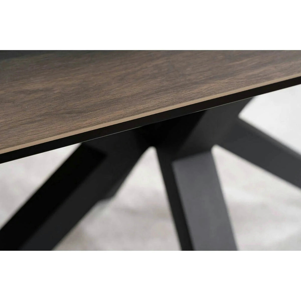 Masa extensibila moderna COLUMBUS CERAMIC, maro/negru mat, sticla securizata/ceramica, 160/240x90x76 cm