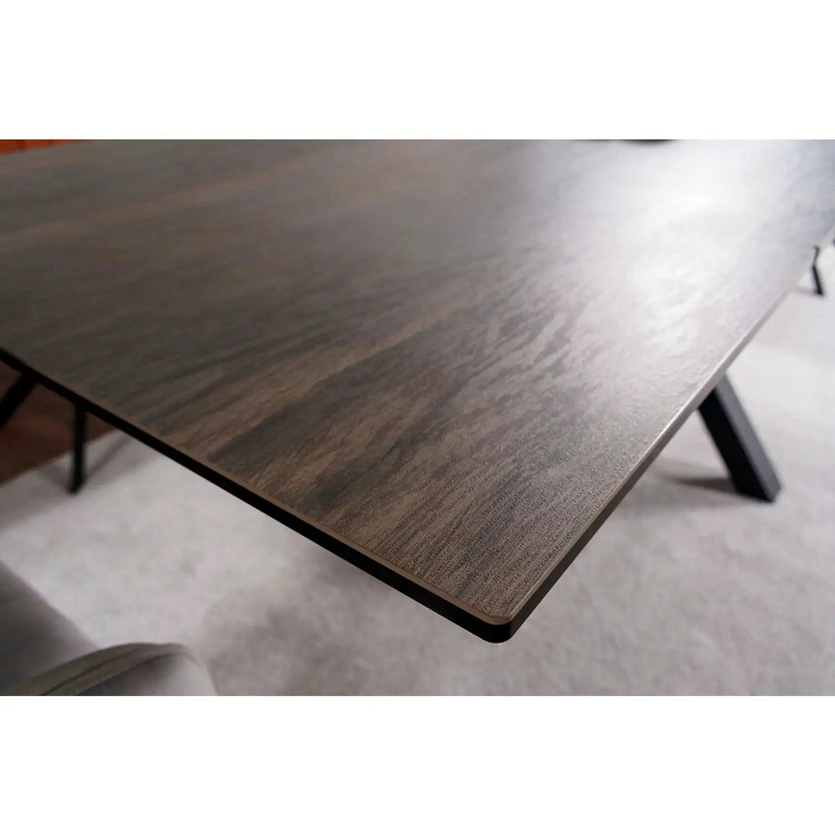 Masa extensibila moderna COLUMBUS CERAMIC, maro/negru mat, sticla securizata/ceramica, 160/240x90x76 cm