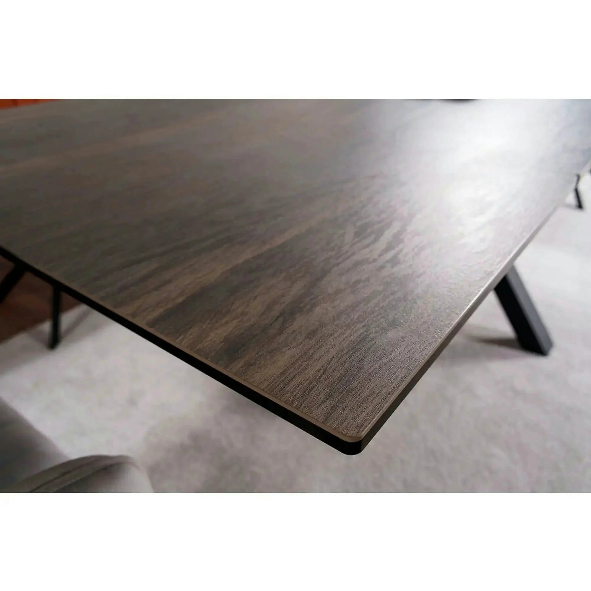 Masa extensibila moderna COLUMBUS CERAMIC, maro/negru mat, sticla securizata/ceramica, 160/240x90x76 cm