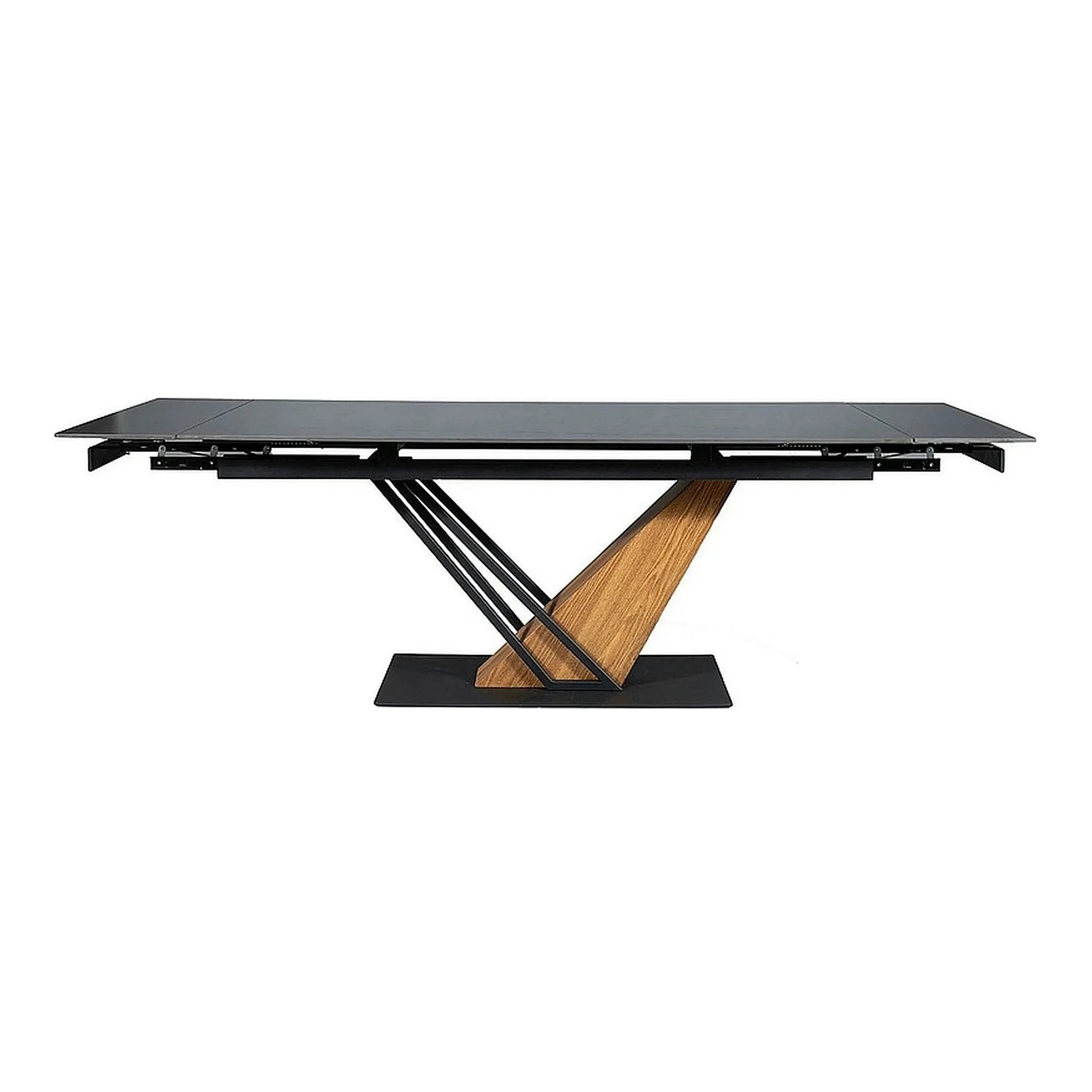 Masa extensibila moderna GENESIS, negru/stejar, 160/220x90x76 cm