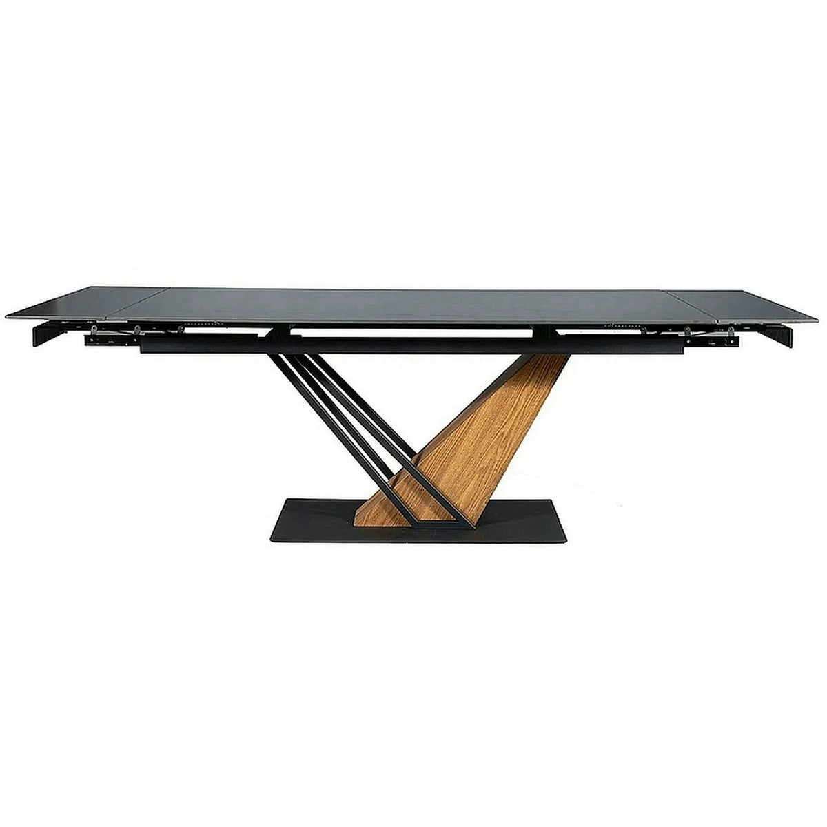 Masa extensibila moderna GENESIS, negru/stejar, 160/220x90x76 cm