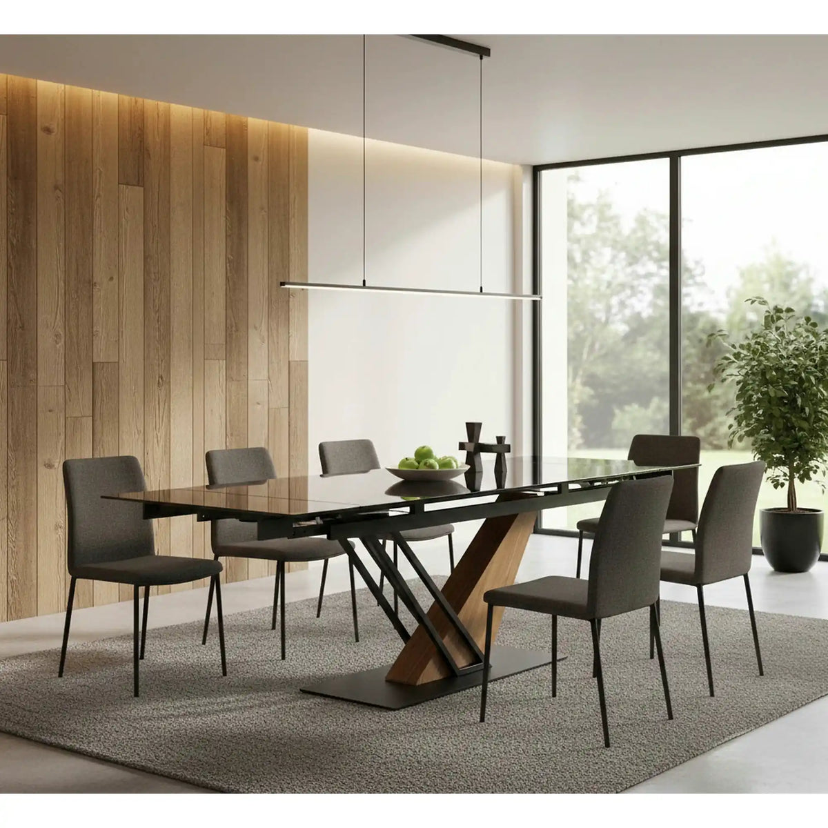 Masa extensibila moderna GENESIS, negru/stejar, 160/220x90x76 cm