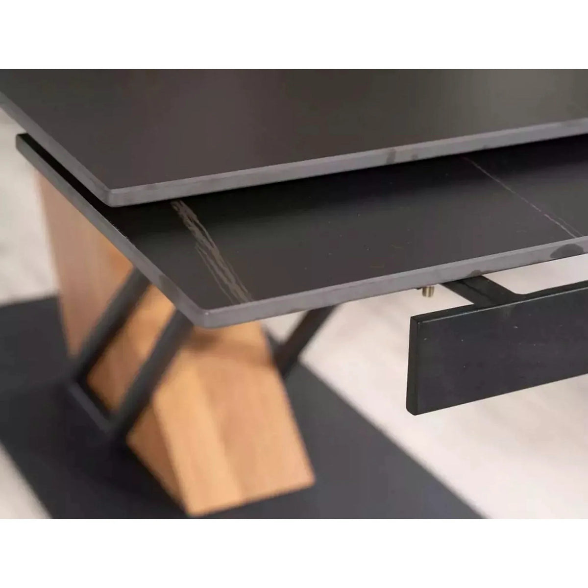 Masa extensibila moderna GENESIS, negru/stejar, 180/240x90x76 cm