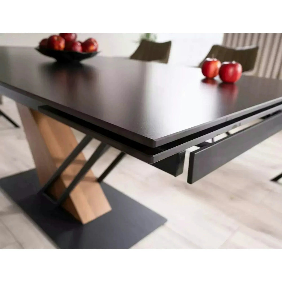 Masa extensibila moderna GENESIS, negru/stejar, 180/240x90x76 cm