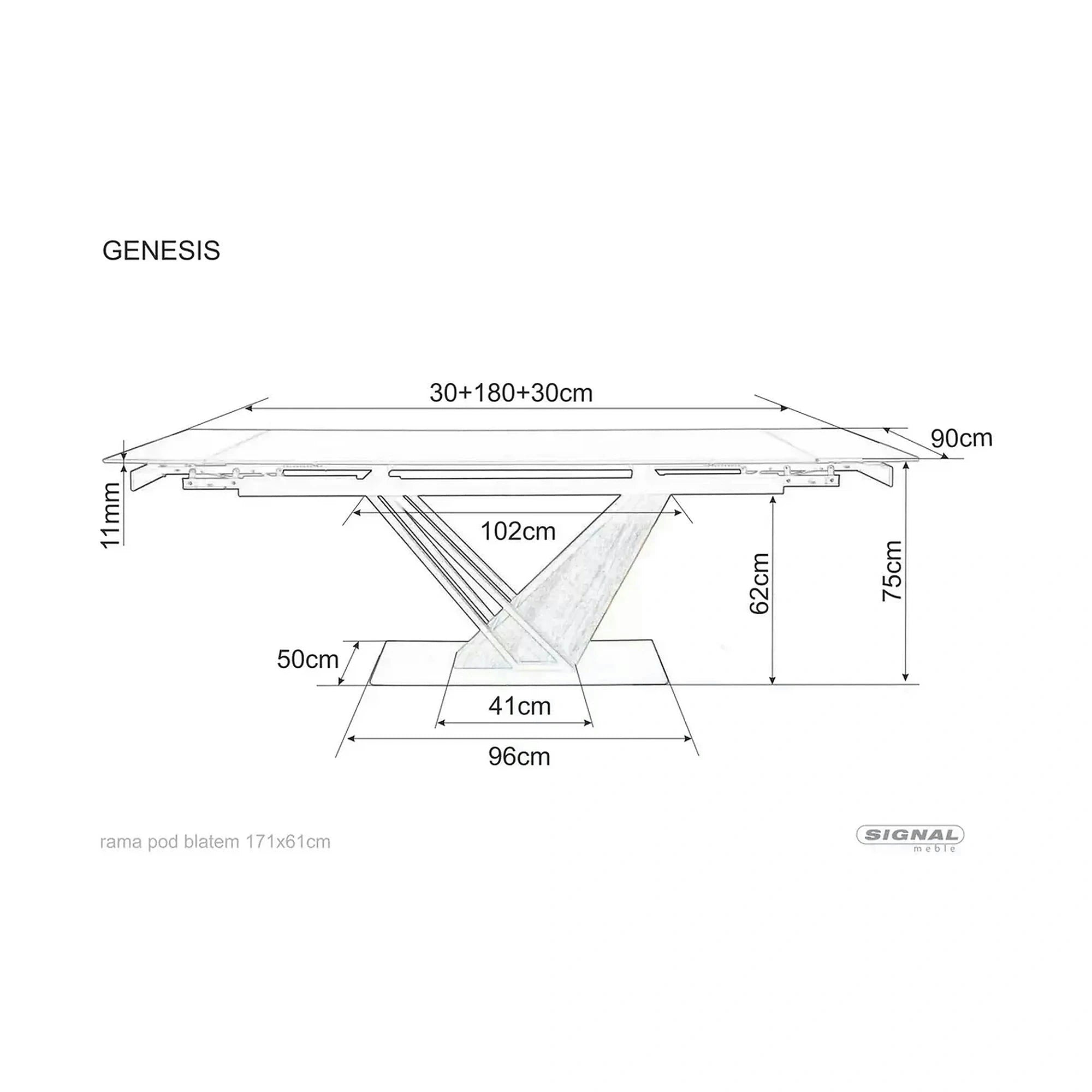 Masa extensibila moderna GENESIS, negru/stejar, 180/240x90x76 cm