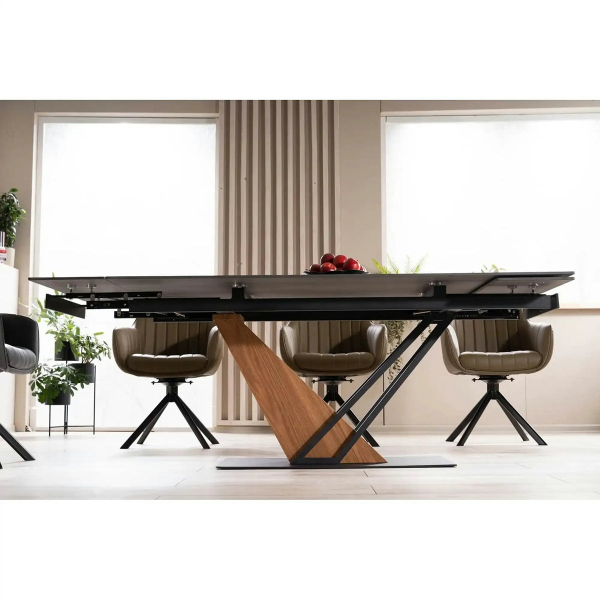 Masa extensibila moderna GENESIS, negru/stejar, 180/240x90x76 cm