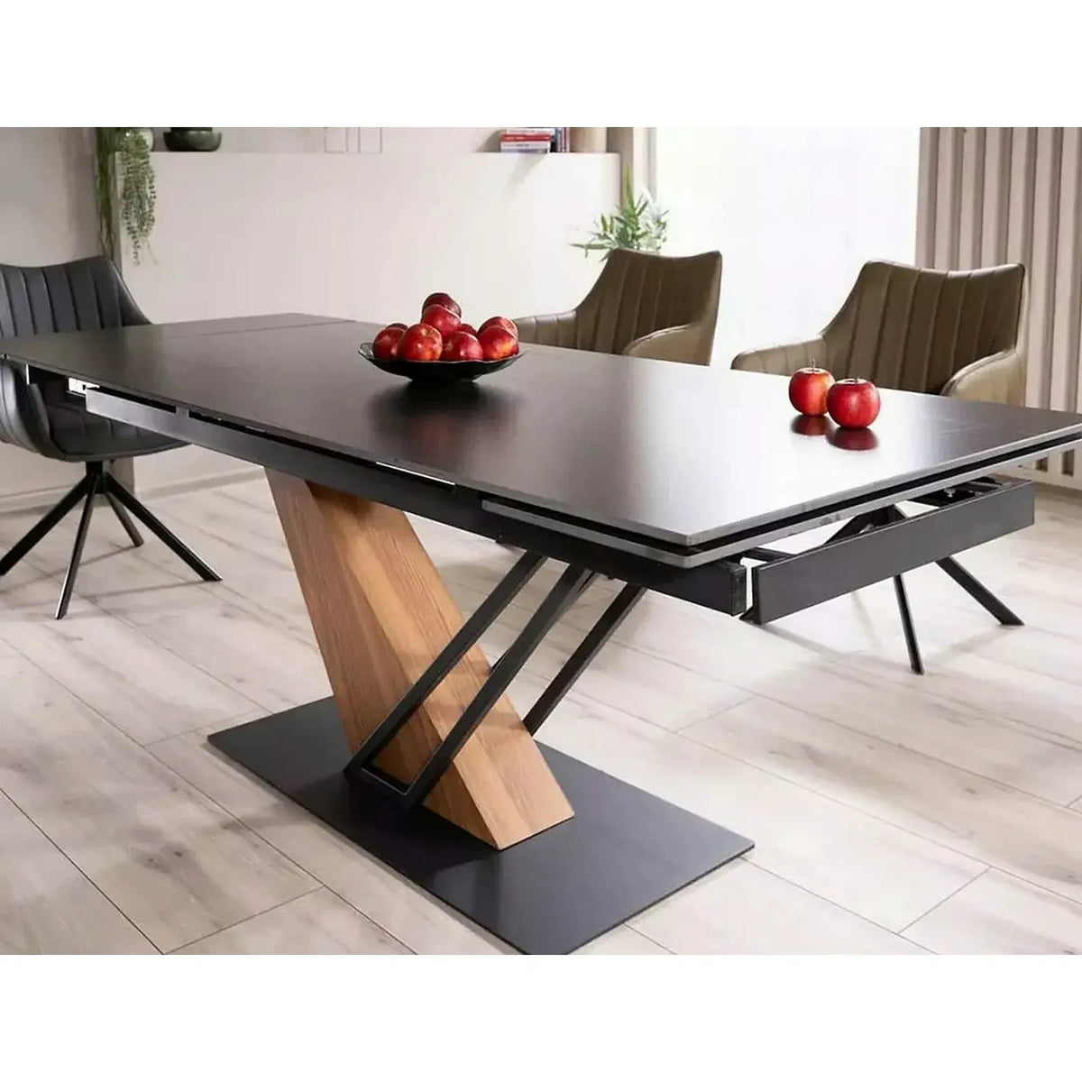 Masa extensibila moderna GENESIS, negru/stejar, 180/240x90x76 cm