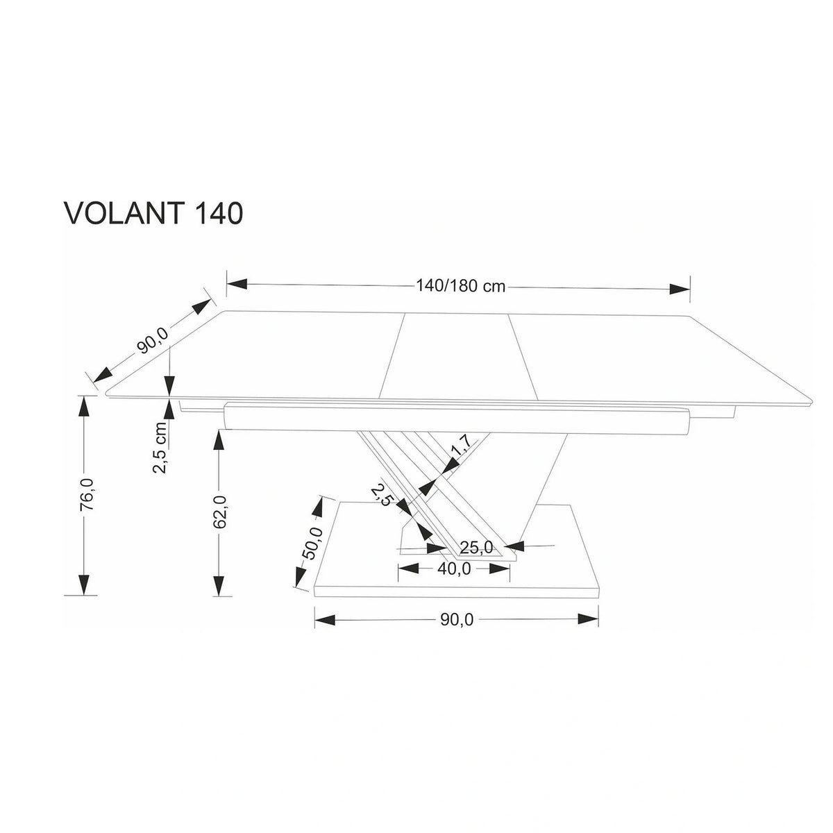 Masa extensibila moderna VOLANT, negru cu efect de marmura/stejar auriu, piatra sinterizata/otel, 140/180x90x76 cm