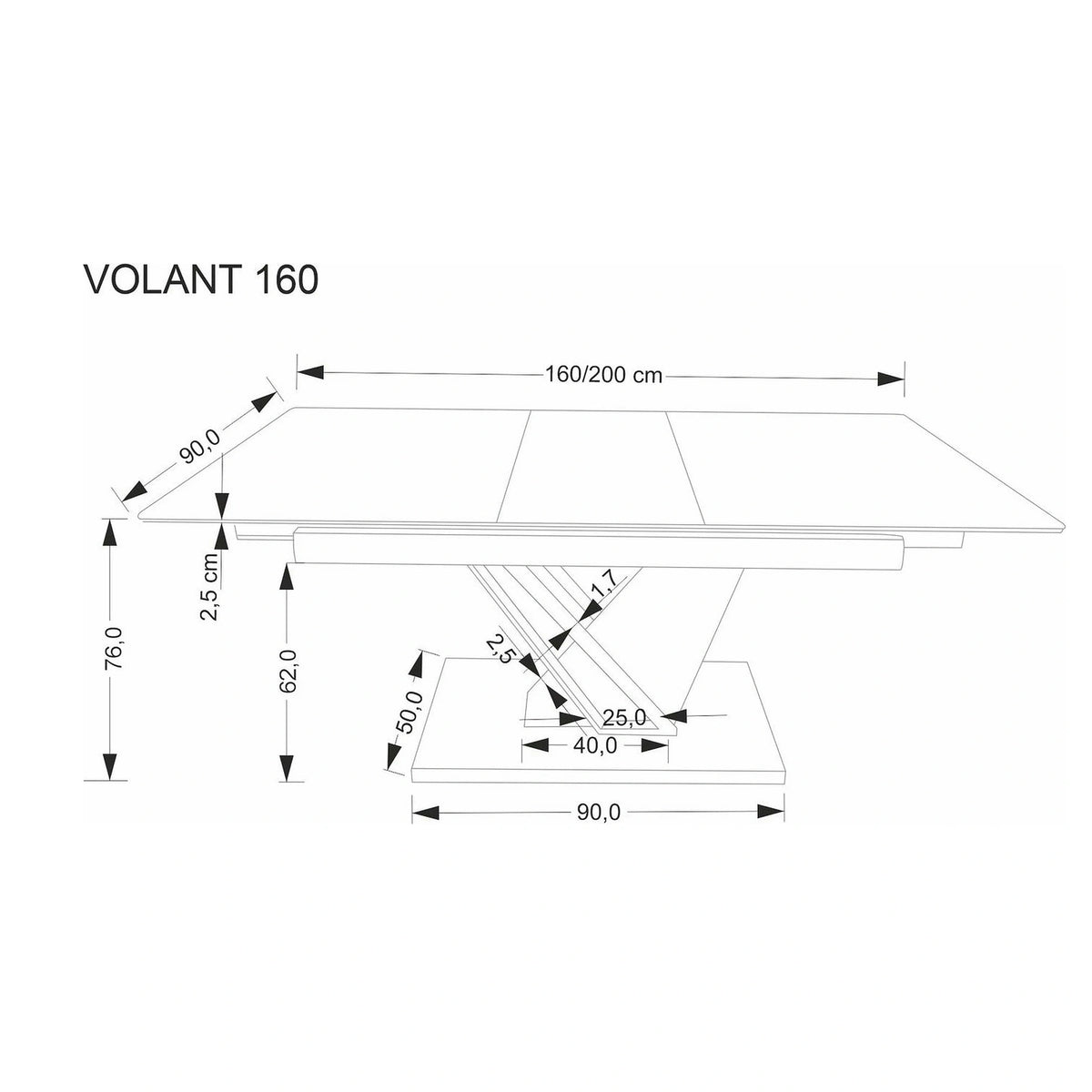 Masa extensibila moderna VOLANT, negru cu efect de marmura/stejar auriu, piatra sinterizata/otel, 160/200x90x76 cm