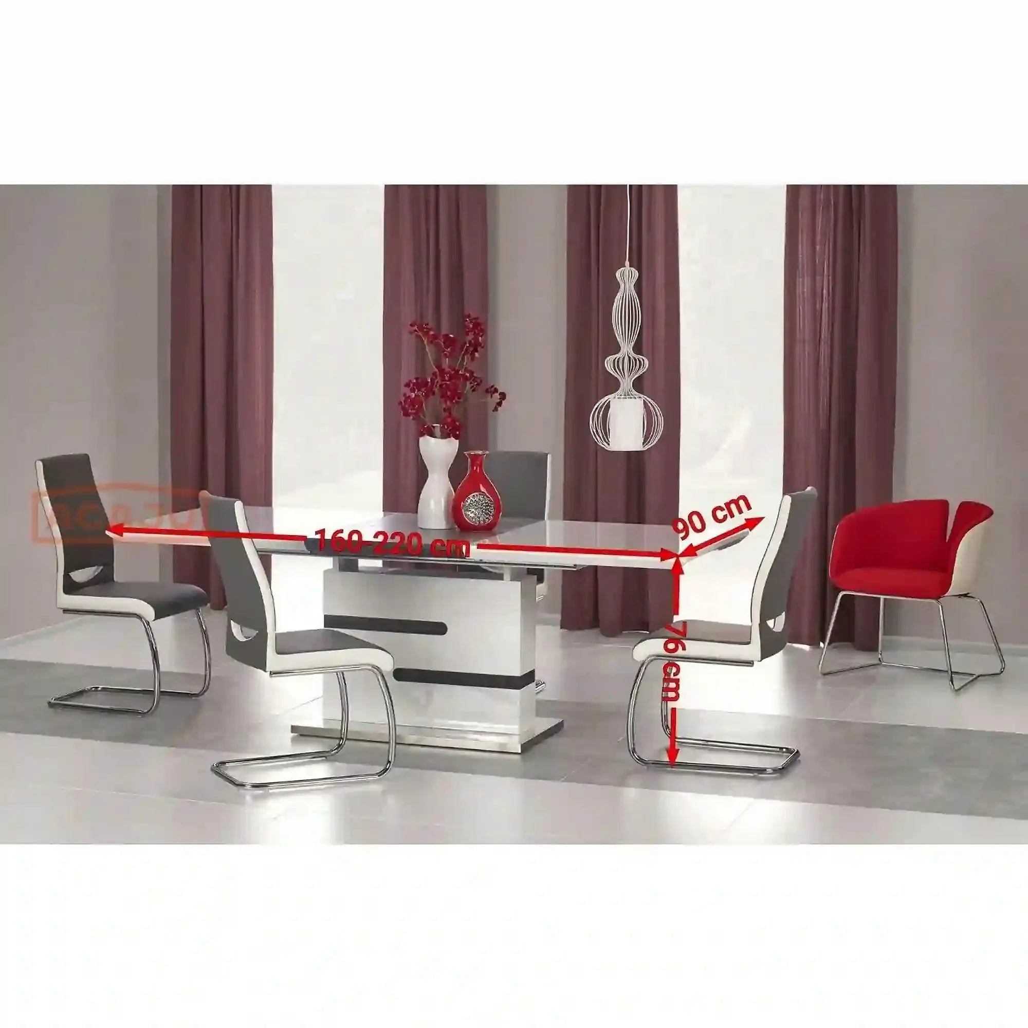 Masa extensibila MONACO, alb, 160/220x90x76 cm