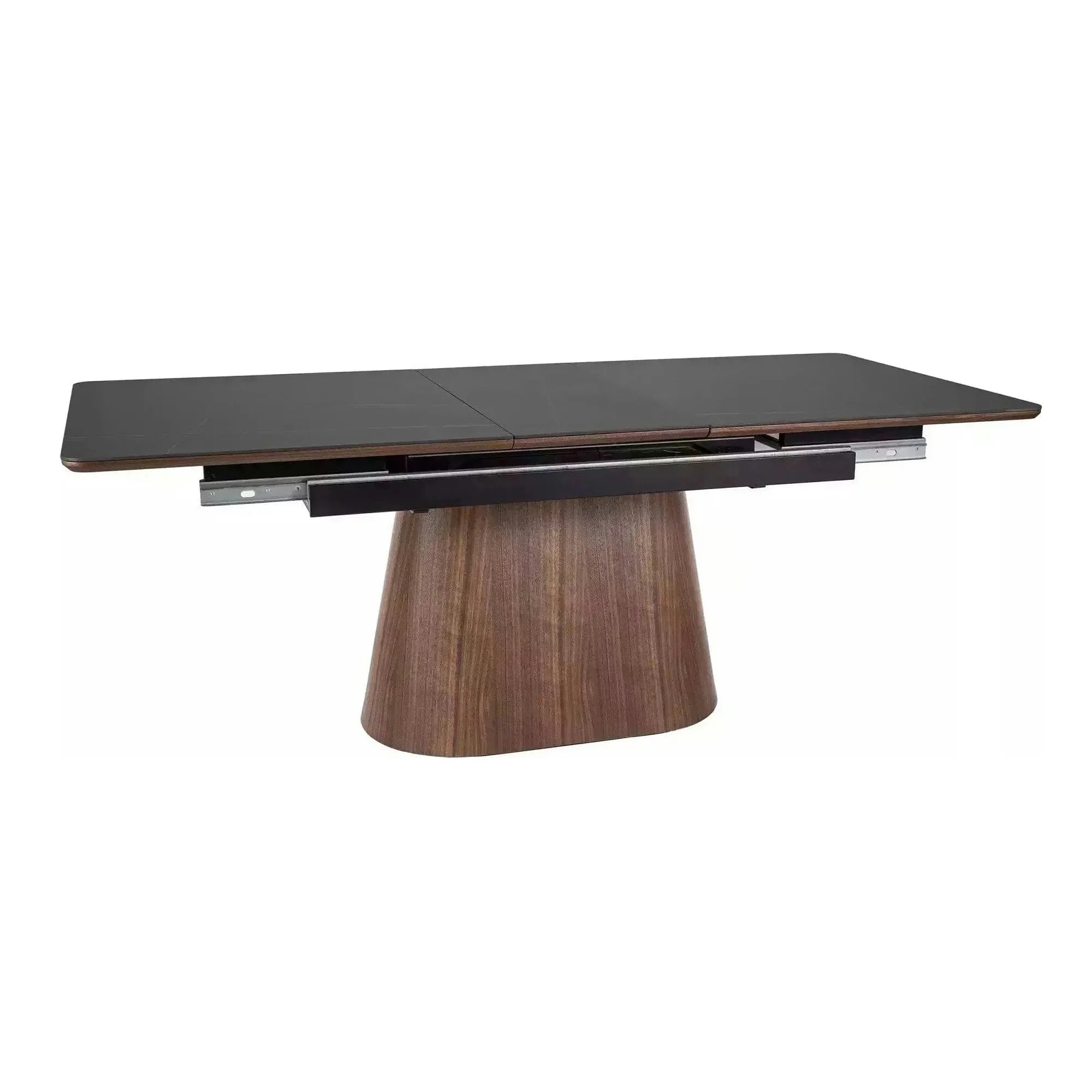 Masa extensibila MONACO, negru cu efect de marmura/nuc, 160/200x90x75 cm