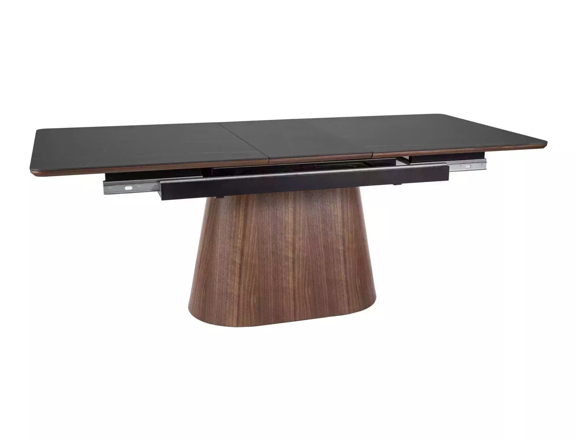 Masa extensibila MONACO, negru cu efect de marmura/nuc, 160/200x90x75 cm