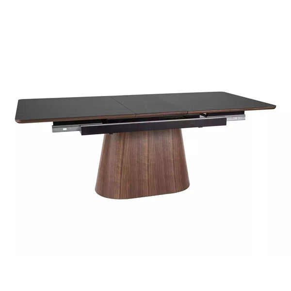 Masa extensibila MONACO, negru cu efect de marmura/nuc, 160/200x90x75 cm